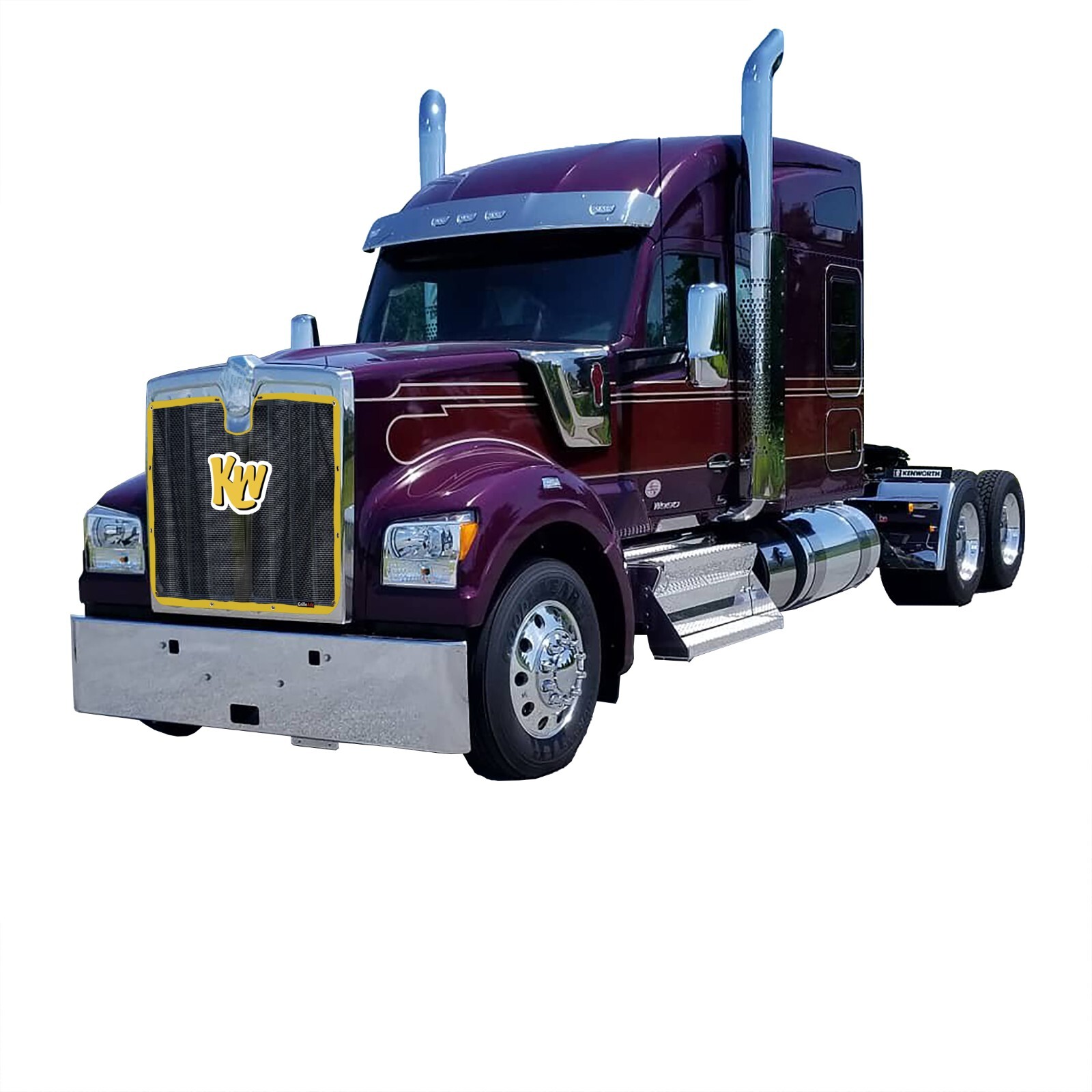 Premium Yellow  KW Mesh Bug Screen Fits Kenworth W990 By GrilleAdz