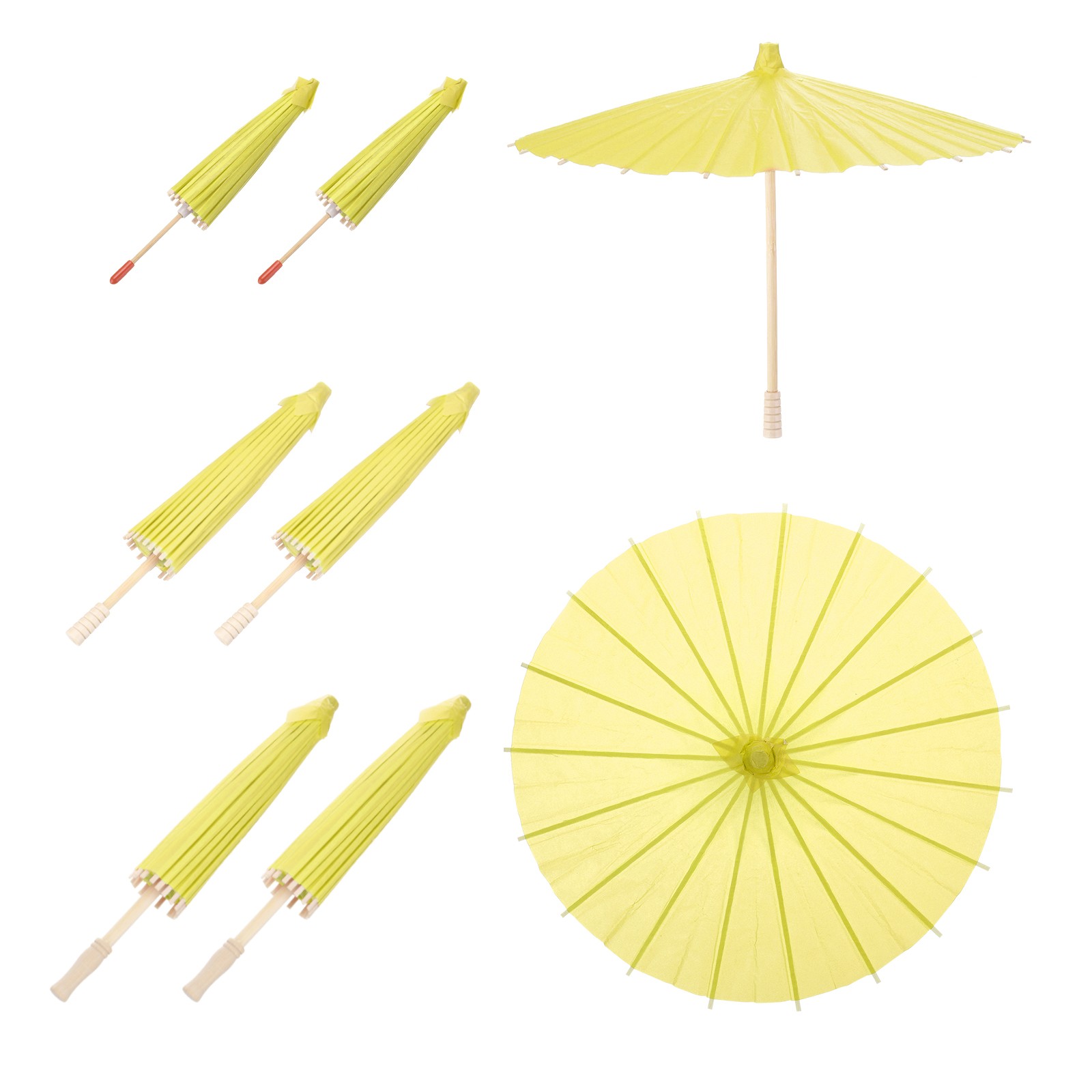 6 Pcs Paper Umbrellas ,8"/12"/16"Paper Parasol Umbrella for Wedding,Yellow