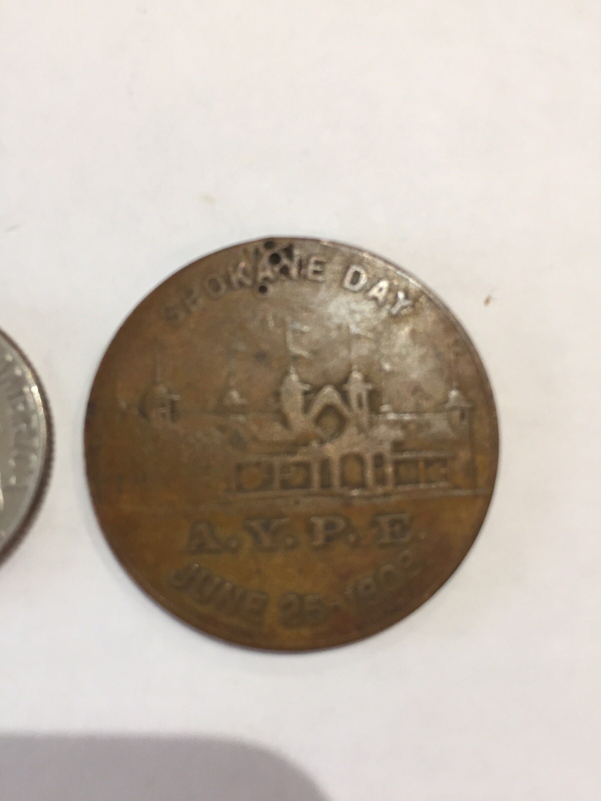 1909 Coin Token ALL ROADS LEAD TO SPOKANE The Power City Spokane Day Free Ship