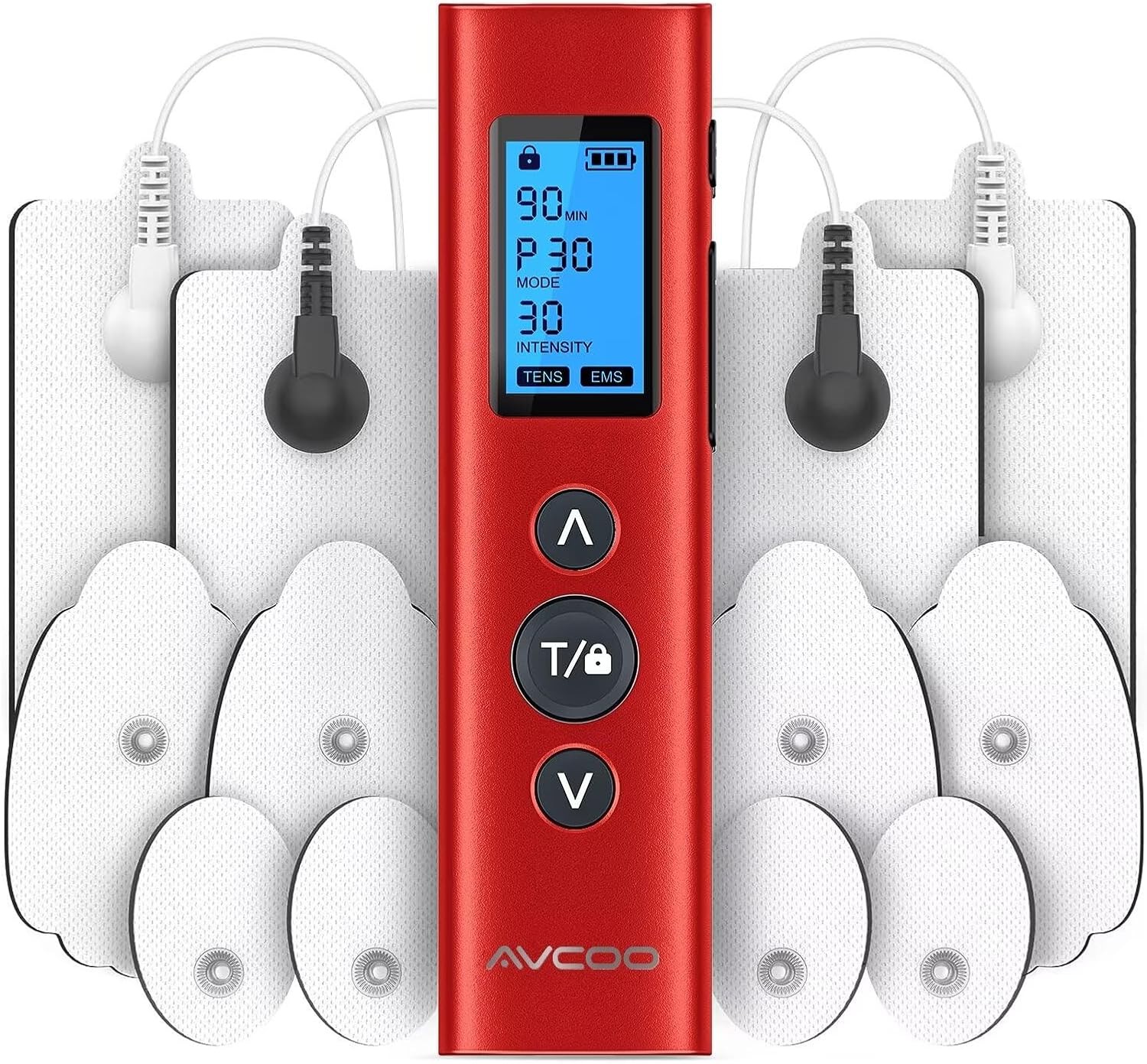 AVCOO 30 Modes TENS EMS Unit Compact Muscle Stimulator for Pain Relief,