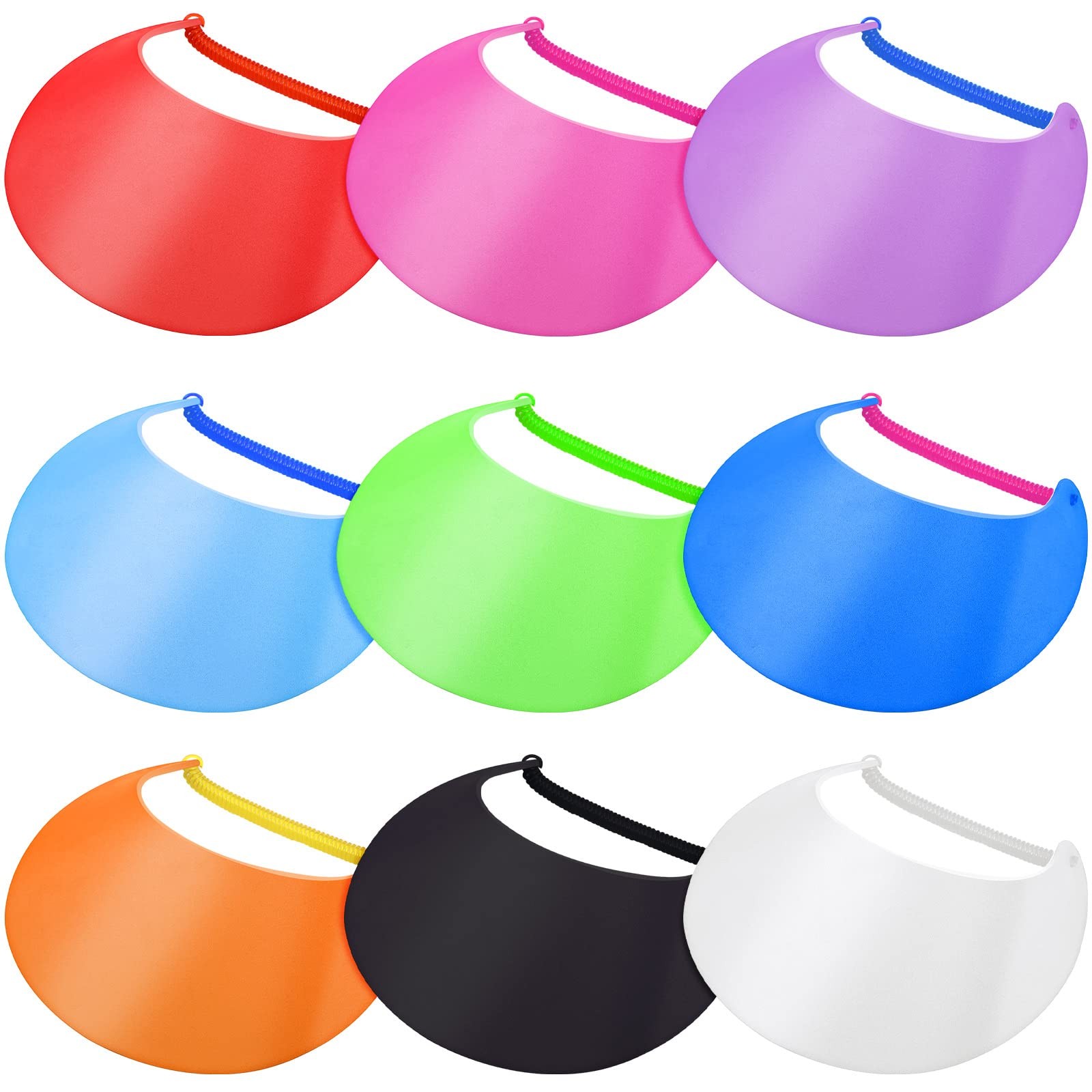 9 Pieces Foam Sun Visors for Women Solid Sun Visor Hat with String Adjustable...