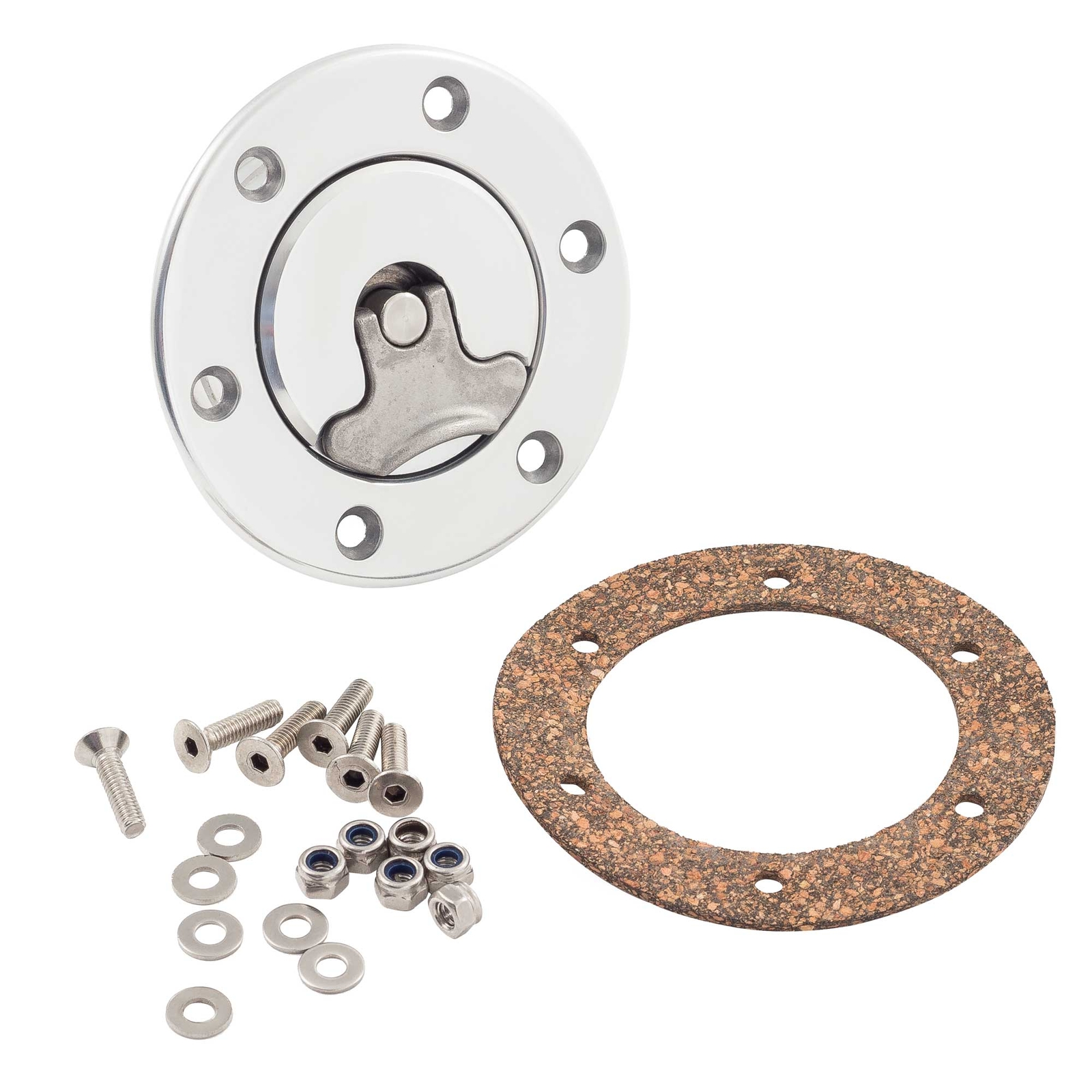 APS 80mm Diameter Flush Fit Billet Aluminium Fuel Filler Cap 52mm Neck, 80mm OD