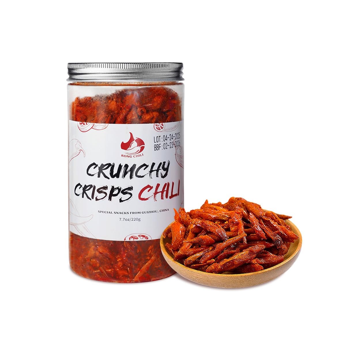 KONGCHILI Spicy Crunchy Chili Crisps (7.7oz/220g) | 7.7 Ounce (Pack of 1)