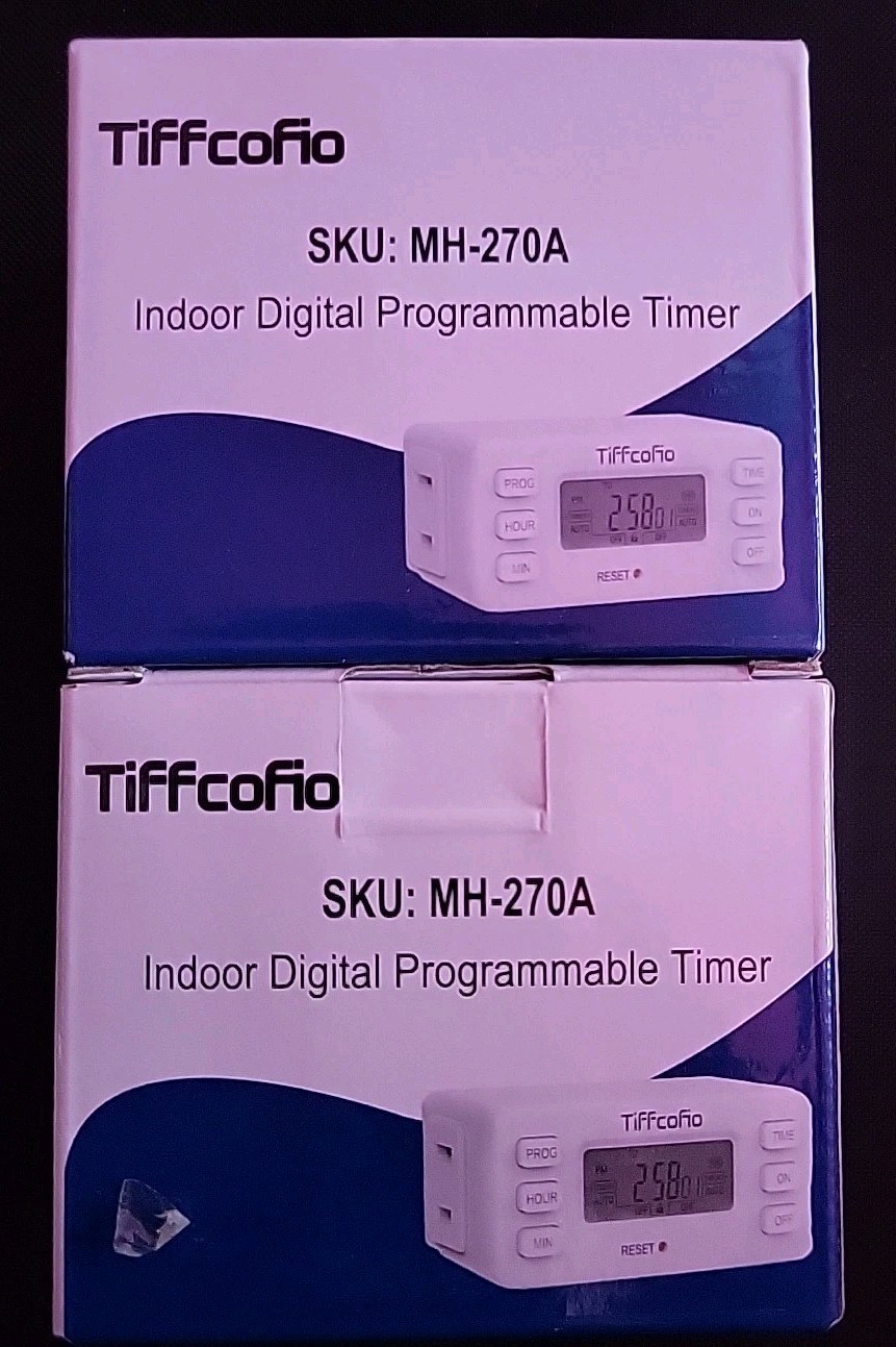 2 PACK - TiFFCOFiO Indoor 15A/1800W Digital Programmable Outlet Timer - NEW