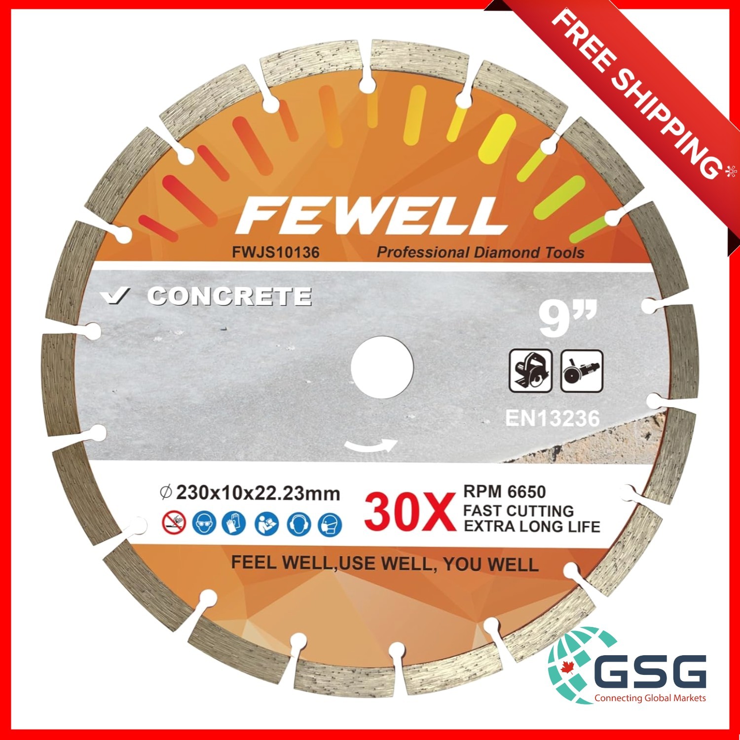 9 Inch Diamond Blade, Segmented General Purpose Blade Dry/Wet Cutting Concret...