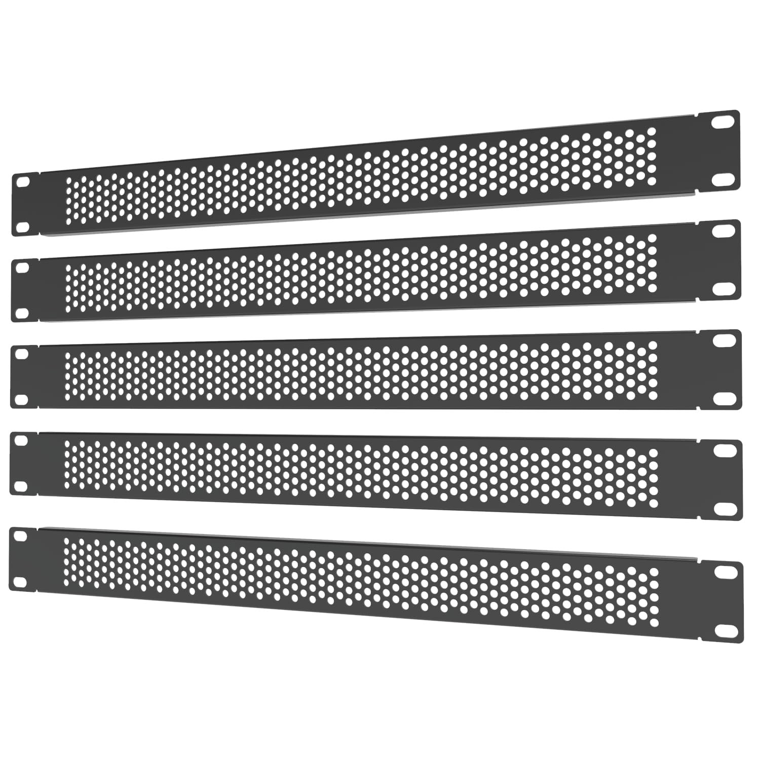 1U Venting Blank Panel 19" Width Steel 5 Pack - Rack Mount Spacer for Server