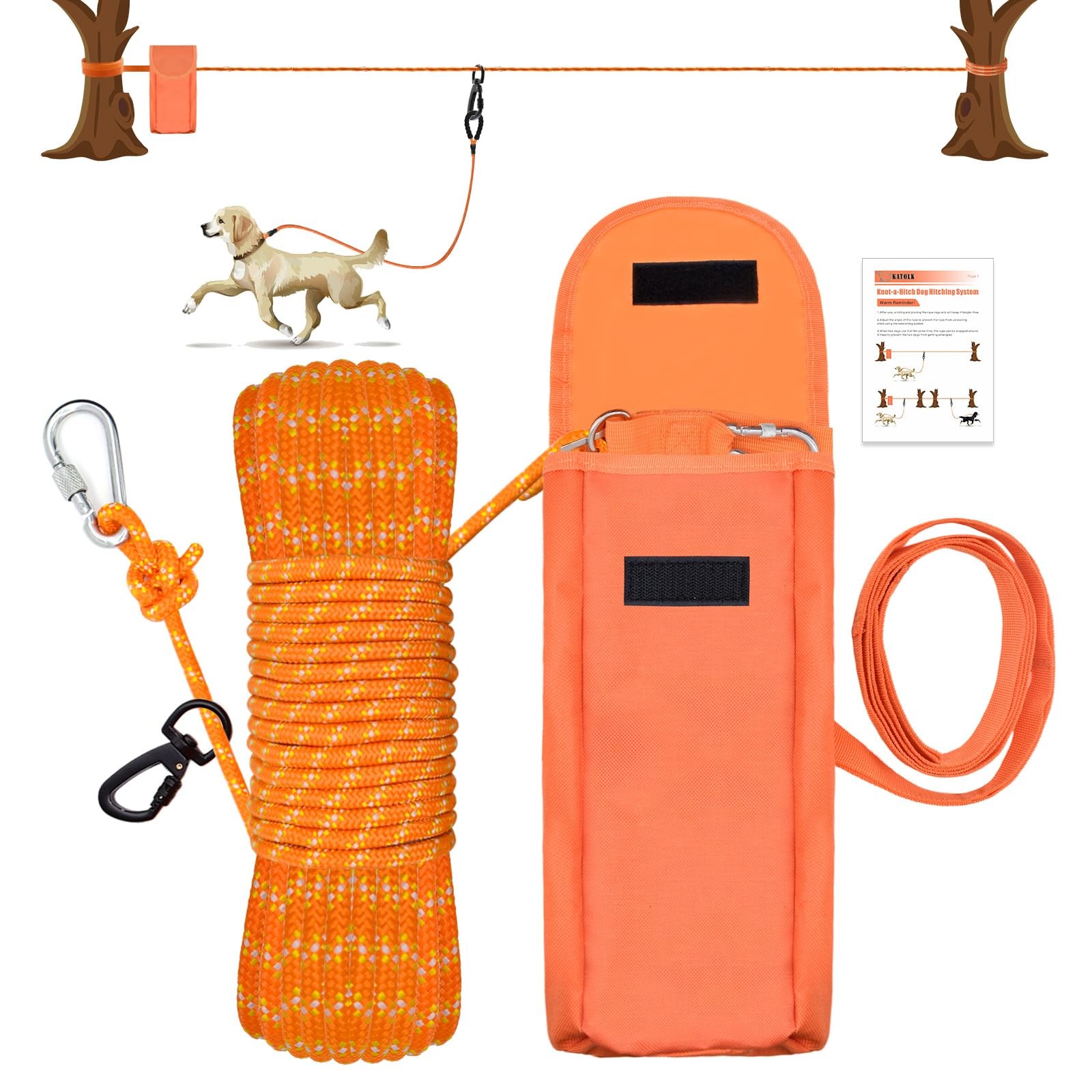 Upgraded Dog Tie Out Cable for Camping, 70FT Portable Knot-a-Hitch Dog Hitchi