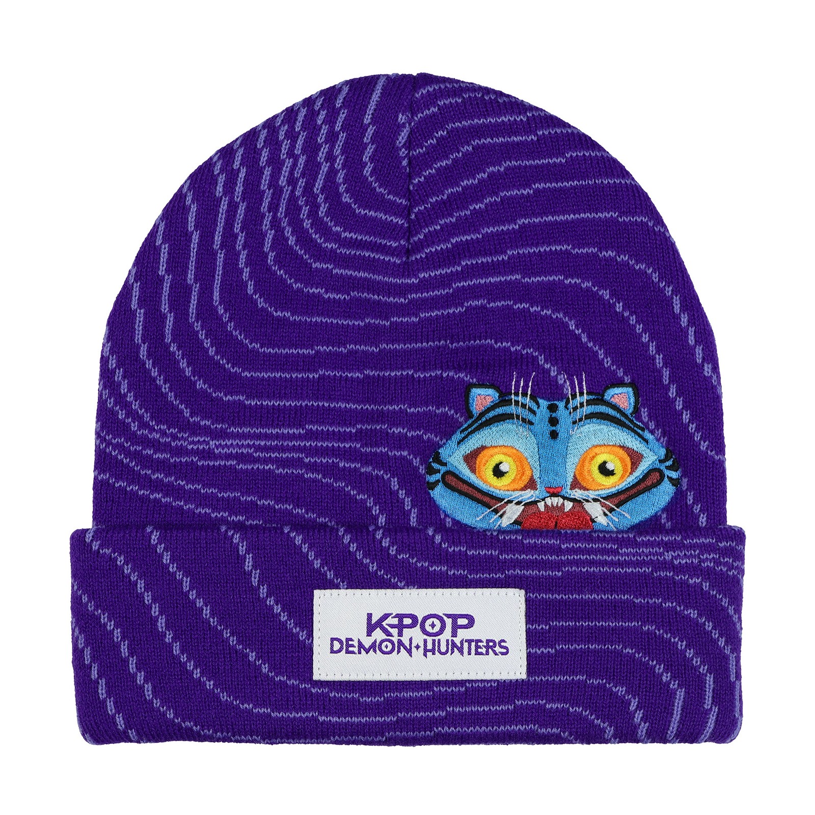 K-Pop Demon Hunters Beanie Peek A Boo Derpy Tiger Knit Cuffed Hat Adult OSFM