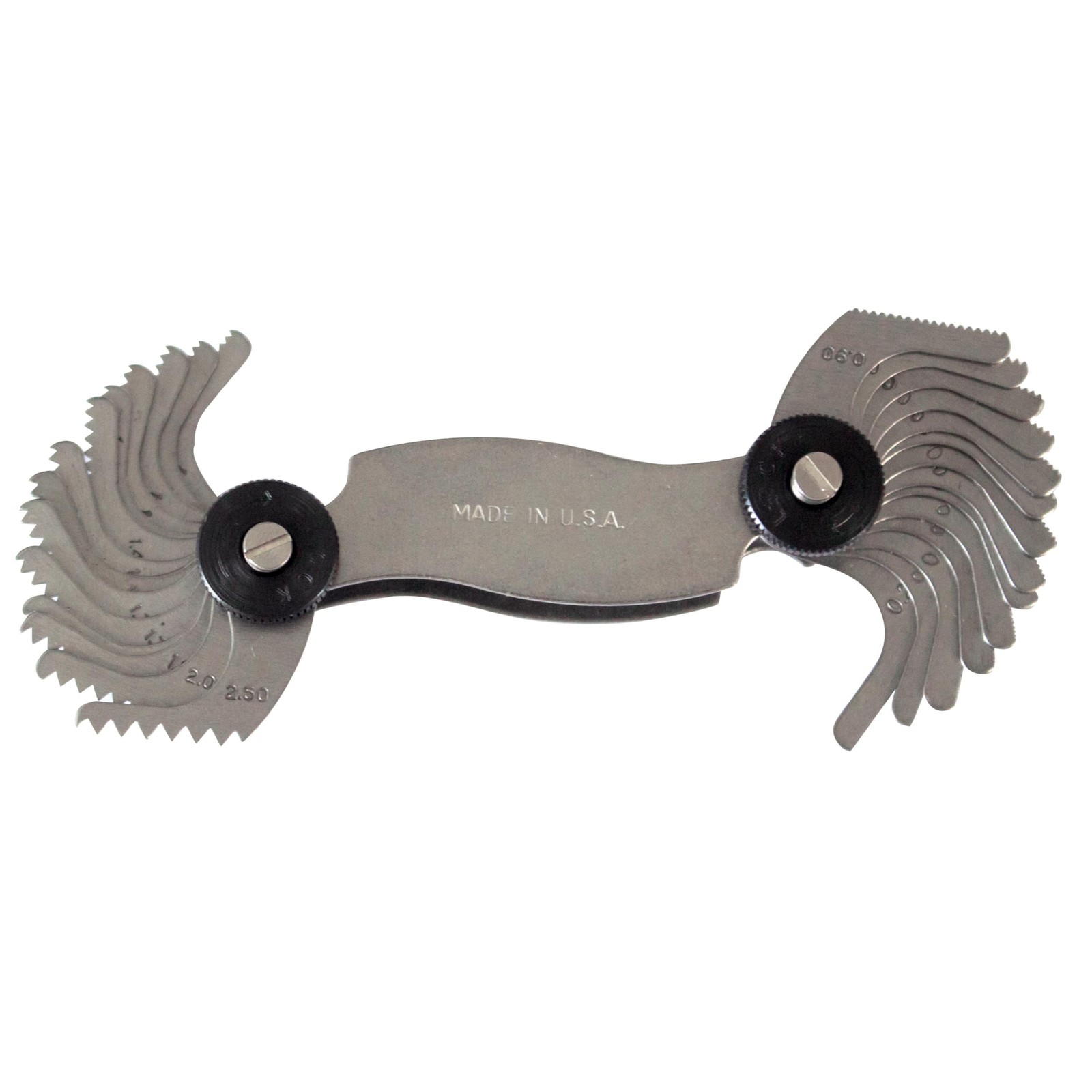 Screw Pitch Gauge, 0.25–2.50mm Pitch, 28 Leaves | Made in USA, Metric Thre
