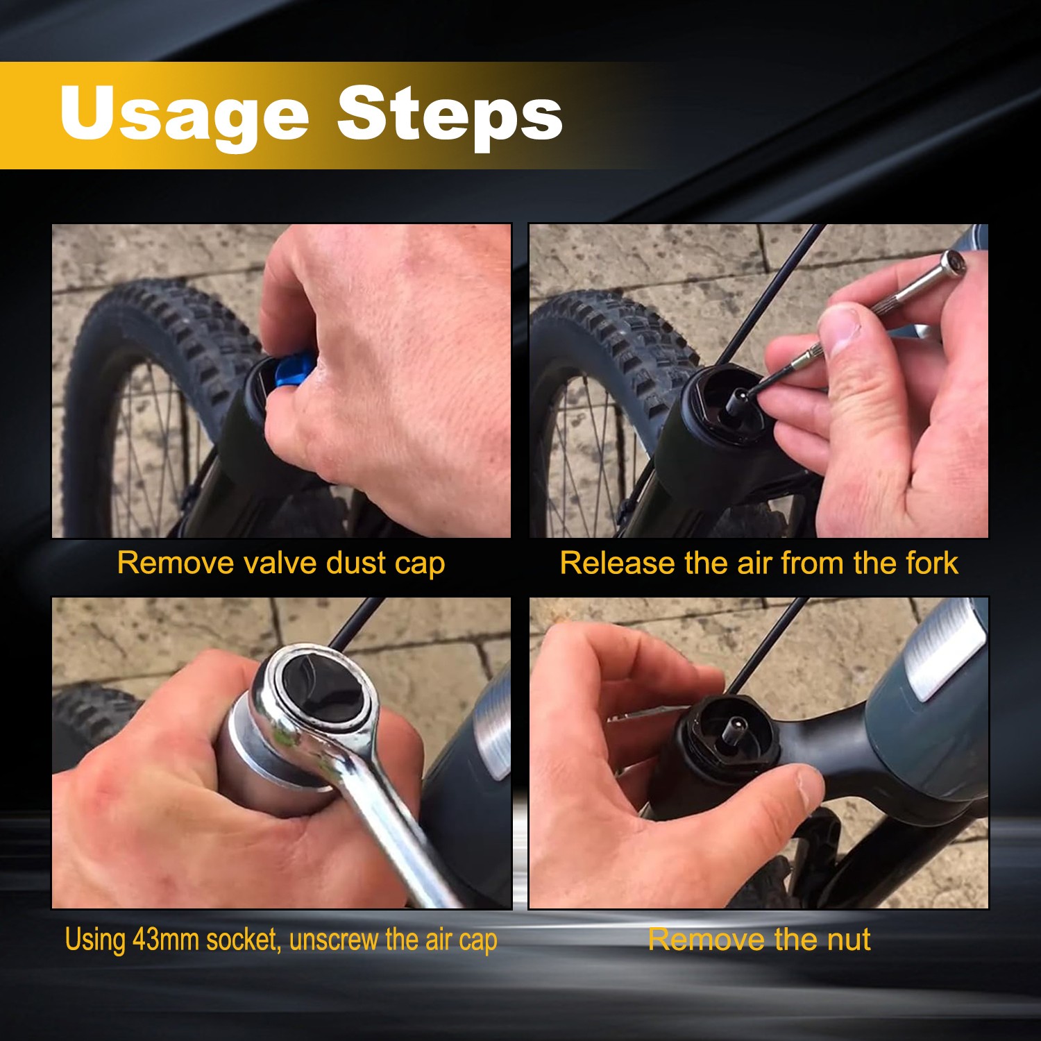 Quality Ratchet-Mount Bike Fork Topcap Socket 43mm for Bike & Motorcycle