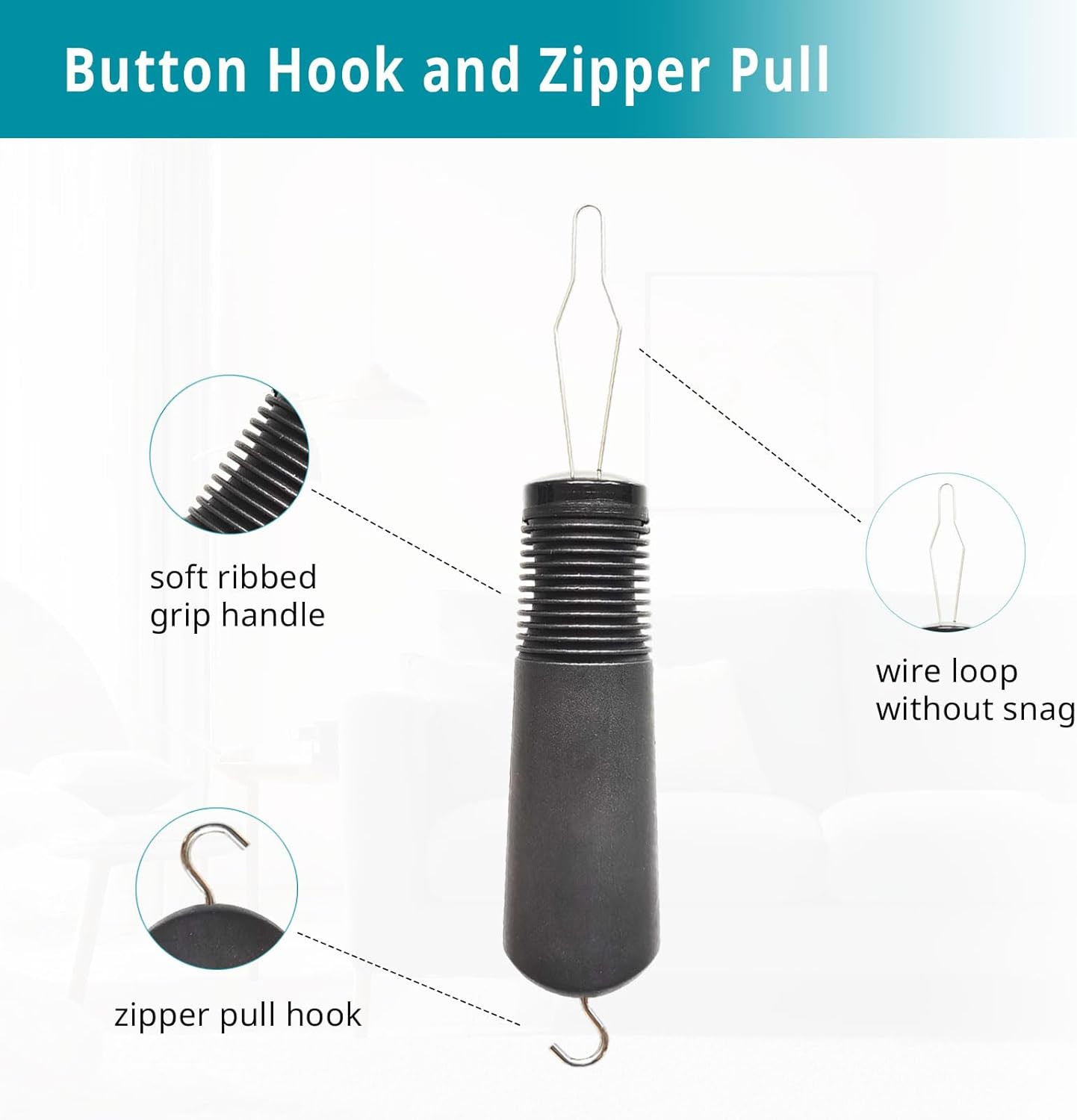 2 Pack Button Hook and Zipper Gripper Pull Tool Dressing Aid Helper for Elderly
