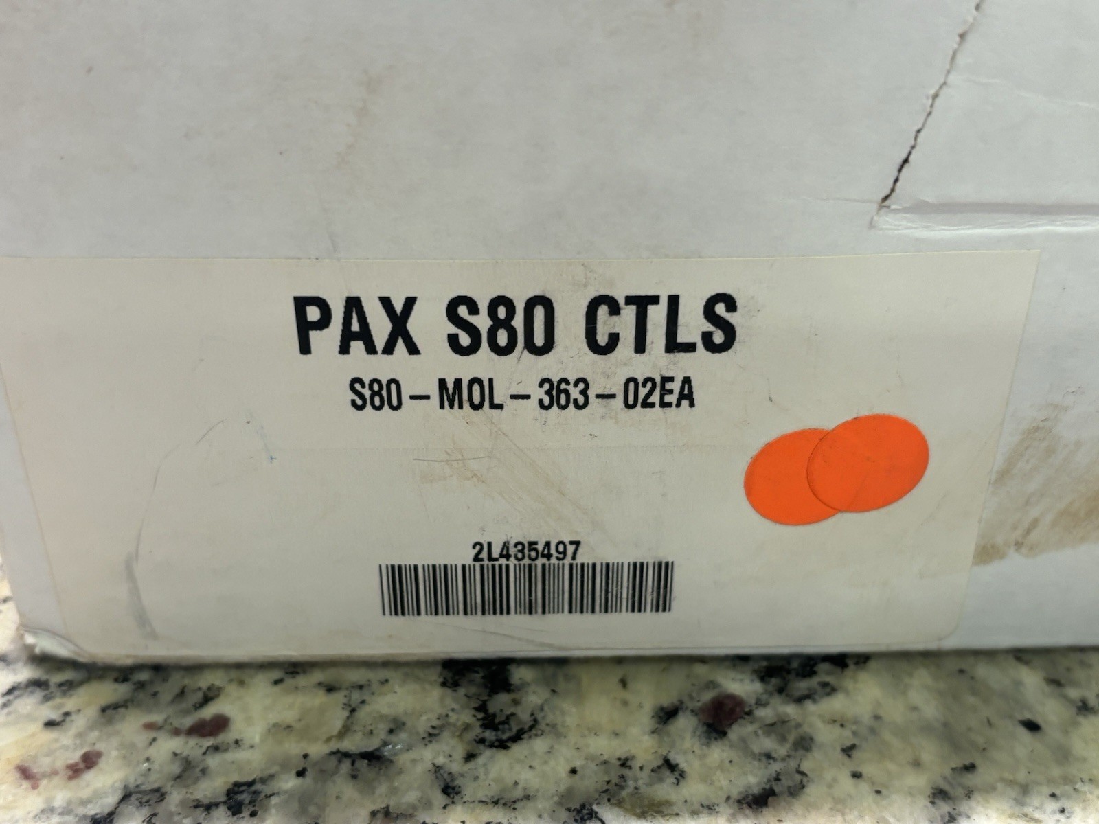 PAX S80 Credit Card Reader Terminal Unit w/ Cables & Receipt Tape Powers On EUC