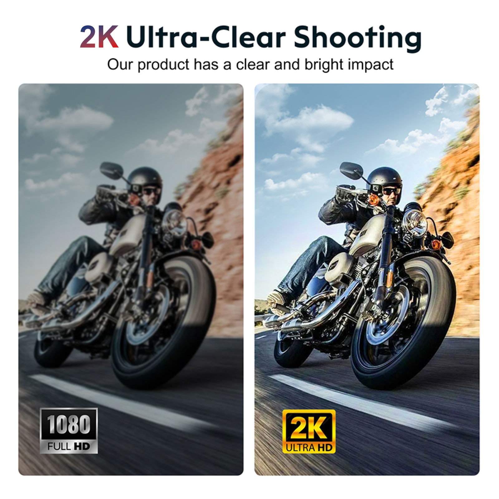 Motorcycle Dash Camera 2K HD 140° Wide Angle WiFi APP 64GB SD Card Waterproof