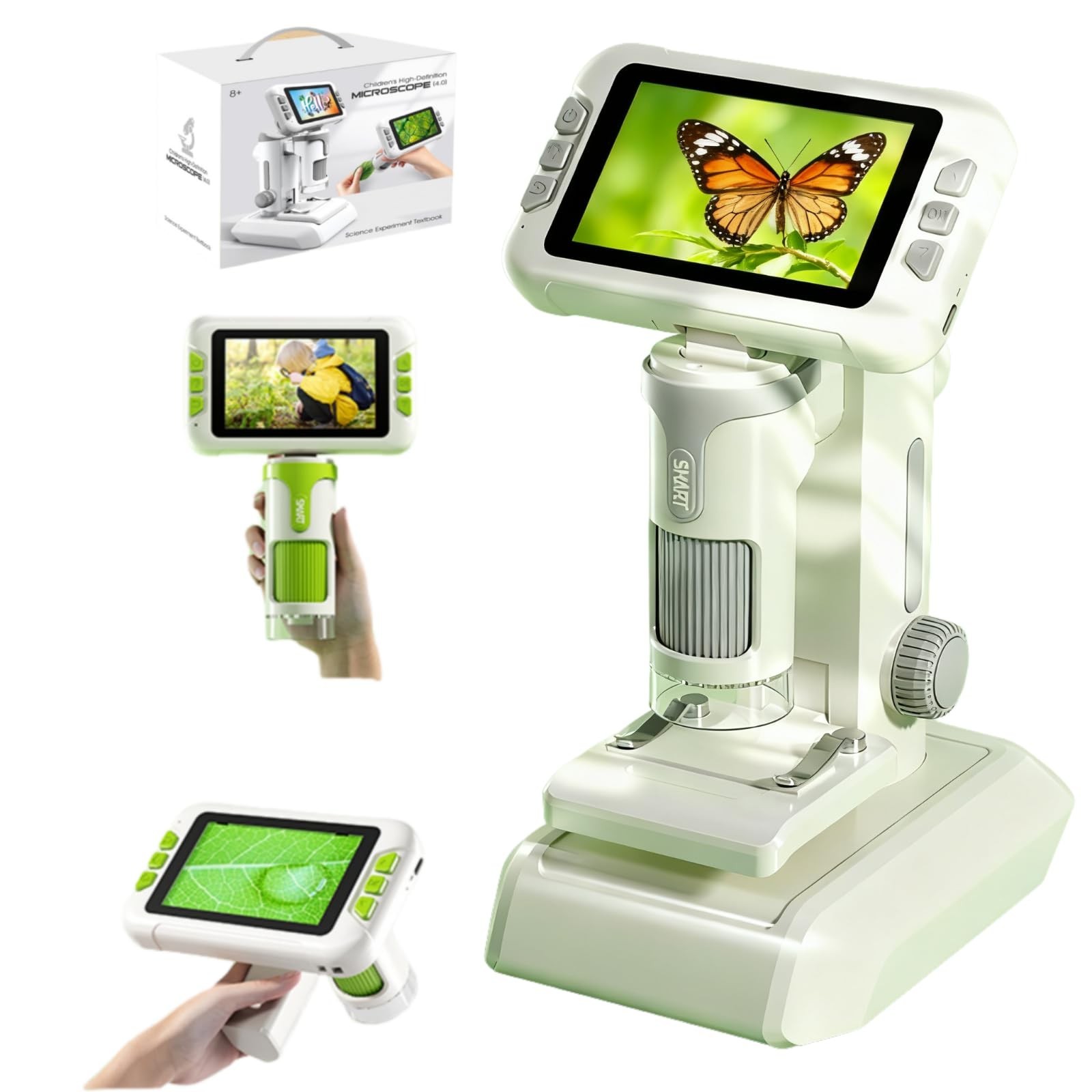 Microscope for Kids,1600X Digital Microscope with 4.0" HD Screen, 3-in-1...