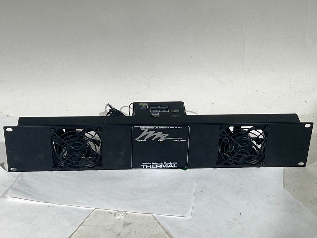 This is a Middle Atlantic Products UQFP-2 Ultra Quiet Fan Panel w/o 5V Adapter