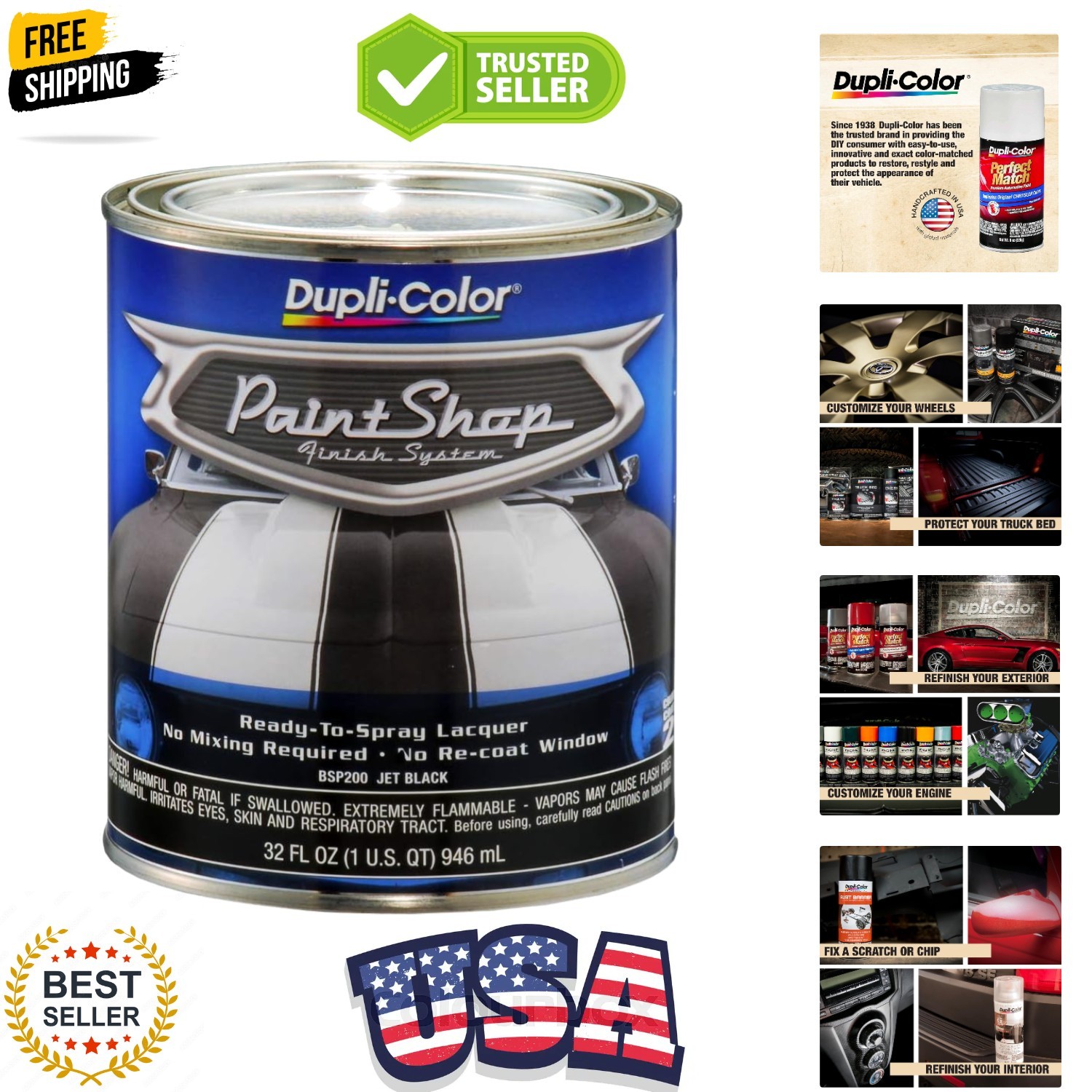 Jet Black Paint Shop Finish System - 32 oz., Single