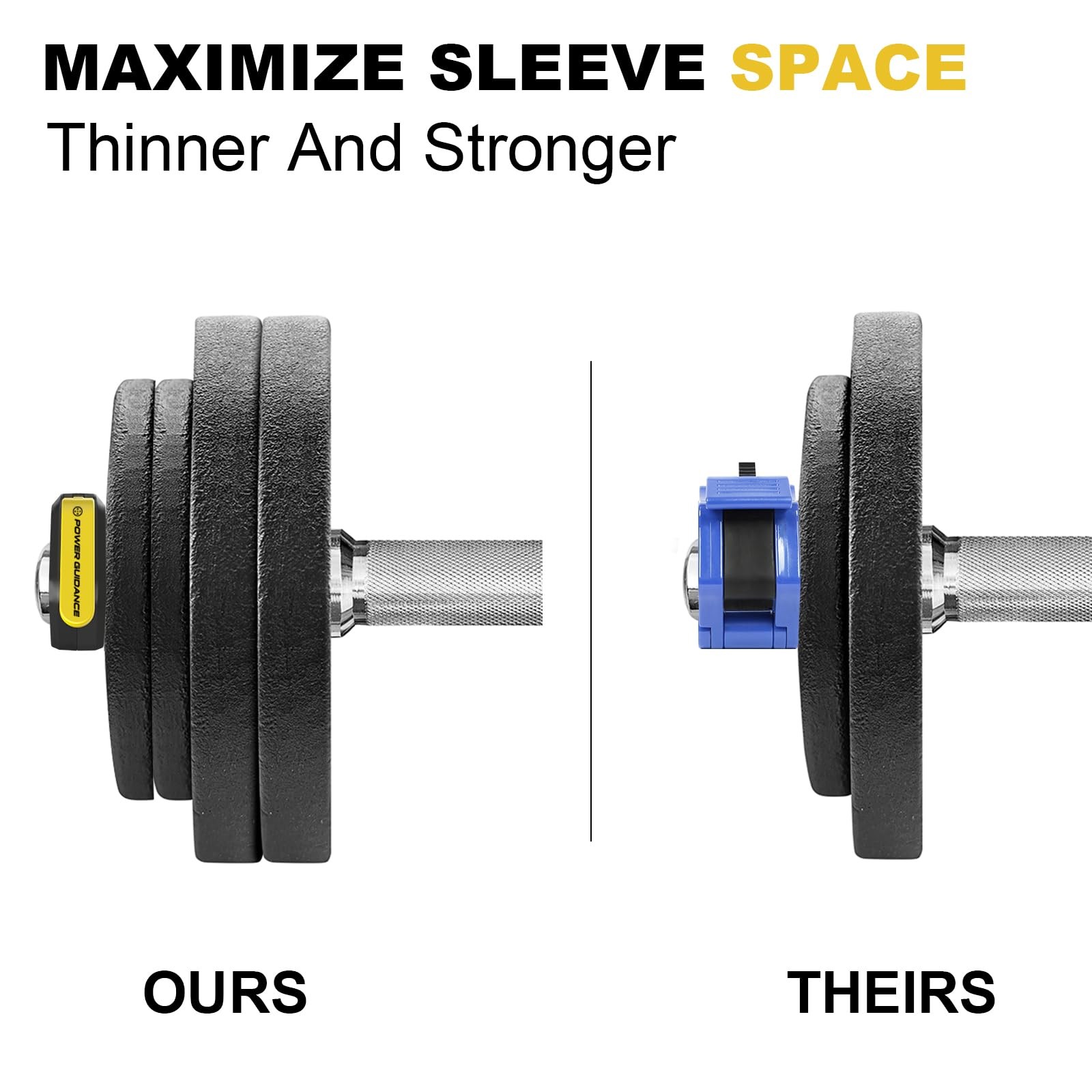 POWER GUIDANCE Barbell Collars Clips, Black (Nylon + Rubber Lining)