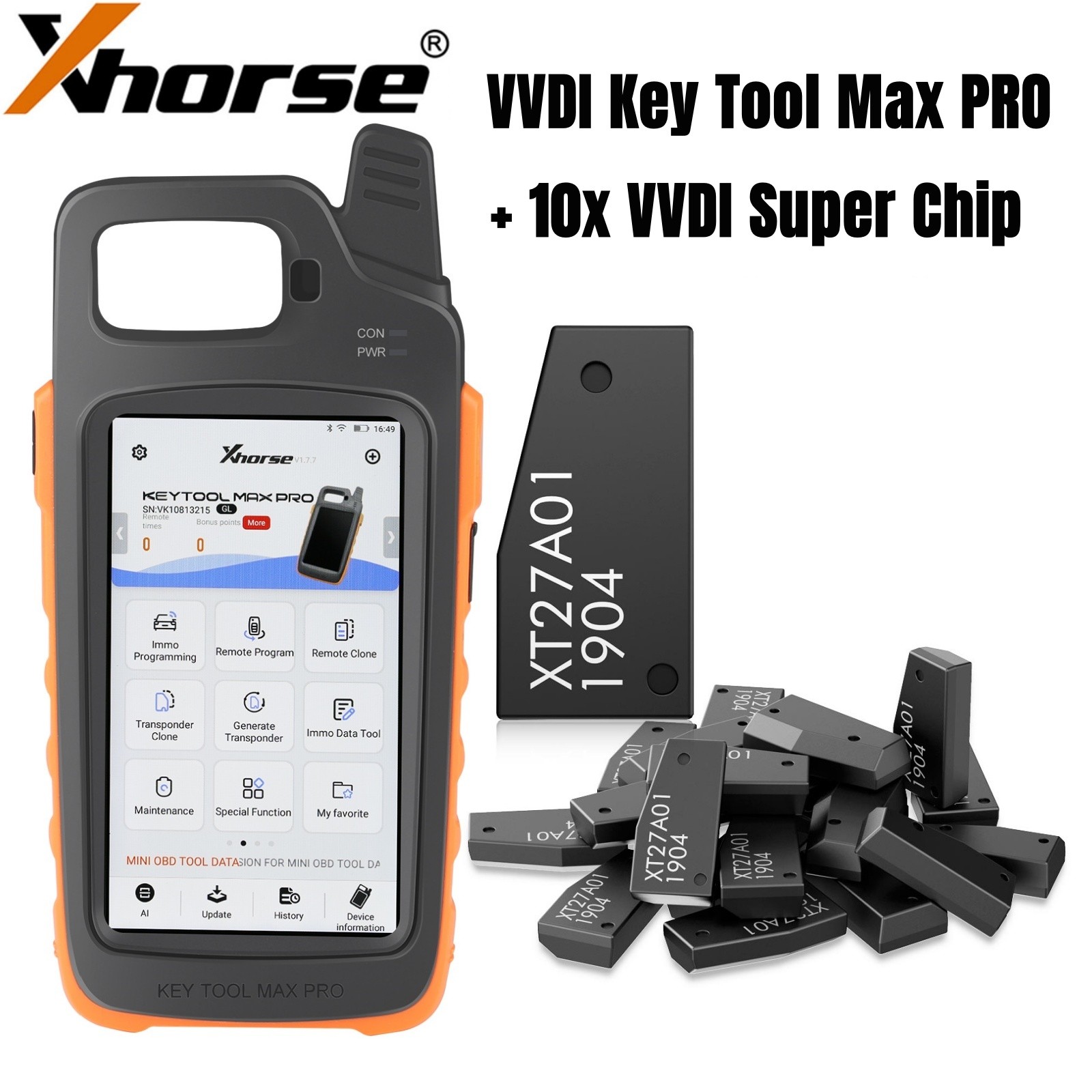 Xhorse VVDI Key Tool Max Pro IMMO Remote Progarmming tool & 10x VVDI Super Chip