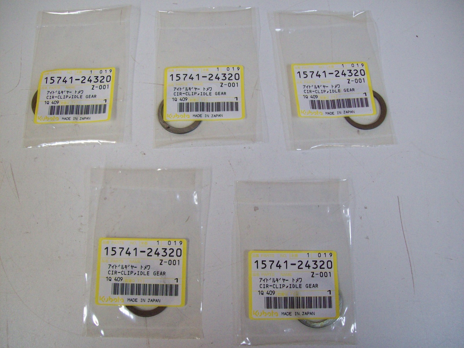 KUBOTA 15741-24320 CIR-CLIP IDLE GEAR - 5 PACKS - BRAND NEW - FREE SHIPPING