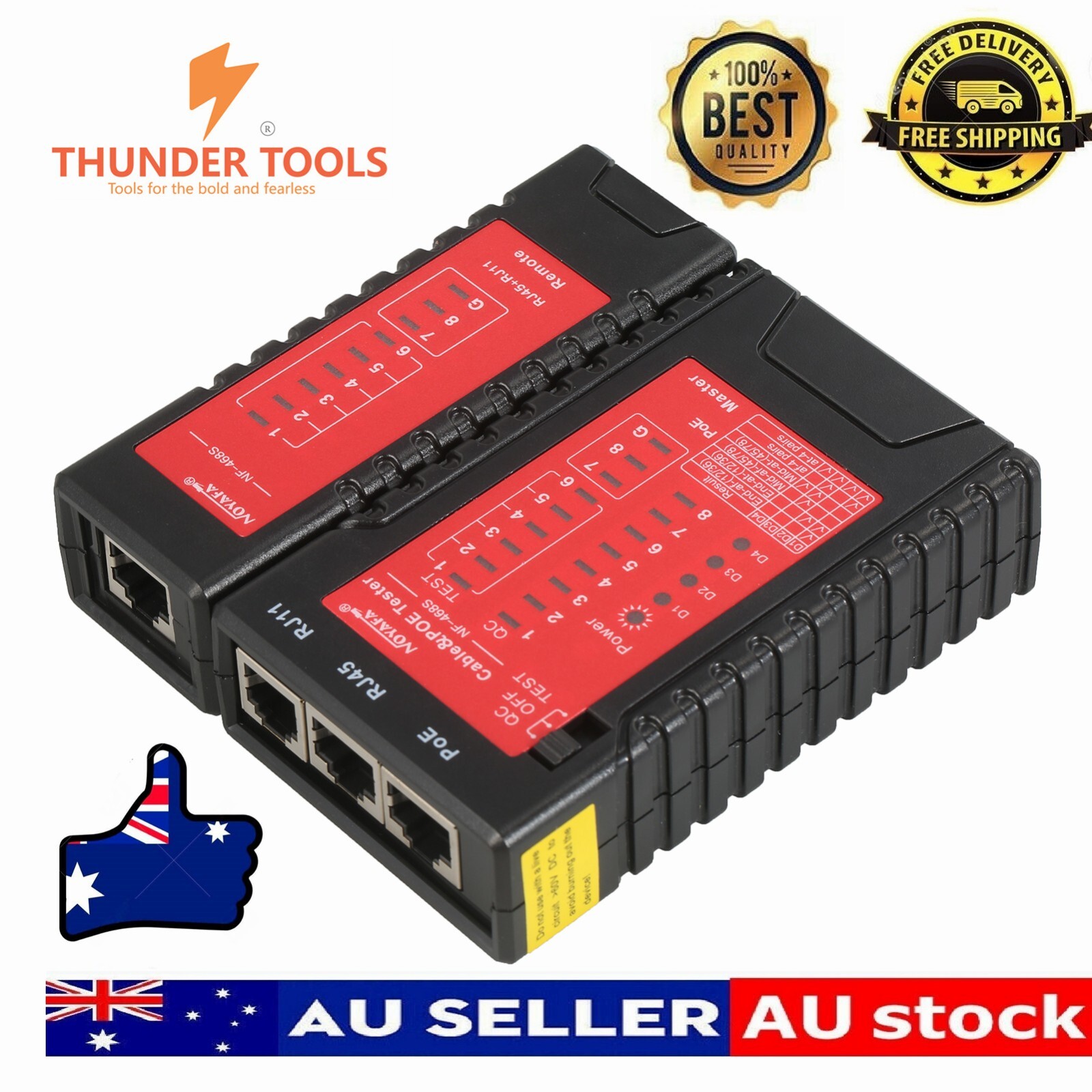 Thunder Tools NOYAFA RJ45 RJ11 Network Cable & PoE Tester Telephone Line