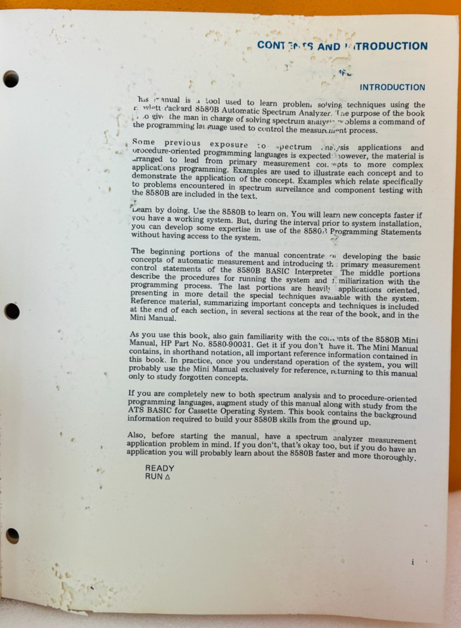 HP 08580-90029 HP 8580B Automatic Spectrum Analyzer User's Manual.