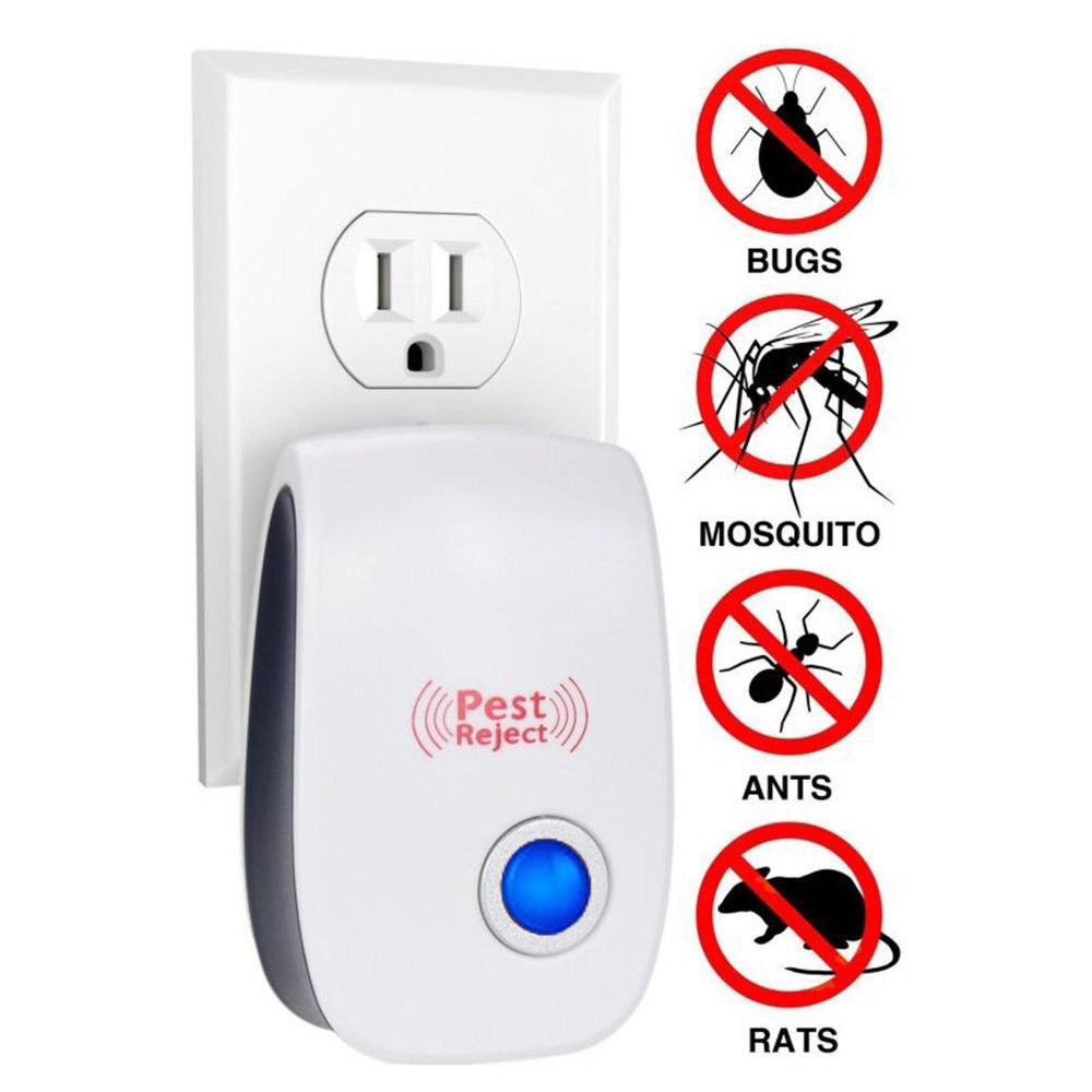 2Pcs Pest Reject Ultrasonic Repeller Home Bed Bug Mites Spider Defender Roaches