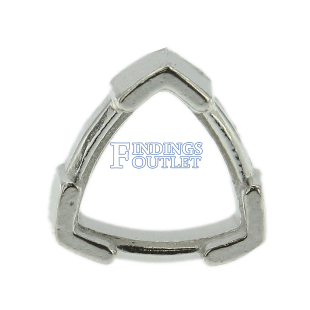 14k White Gold V-End Trillion Stud Earring Mounting Setting Push Back Post USA