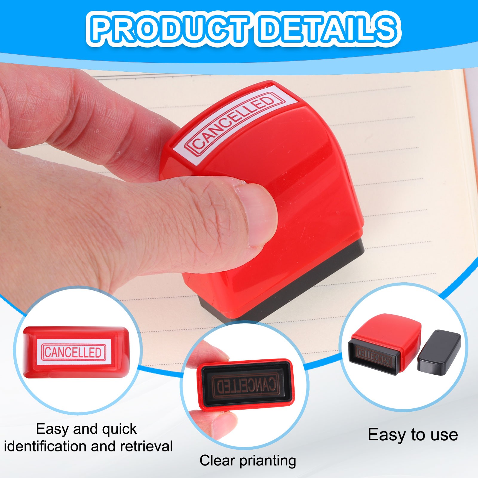 CANCELLED Notice Stamp Self Inking, Red Black