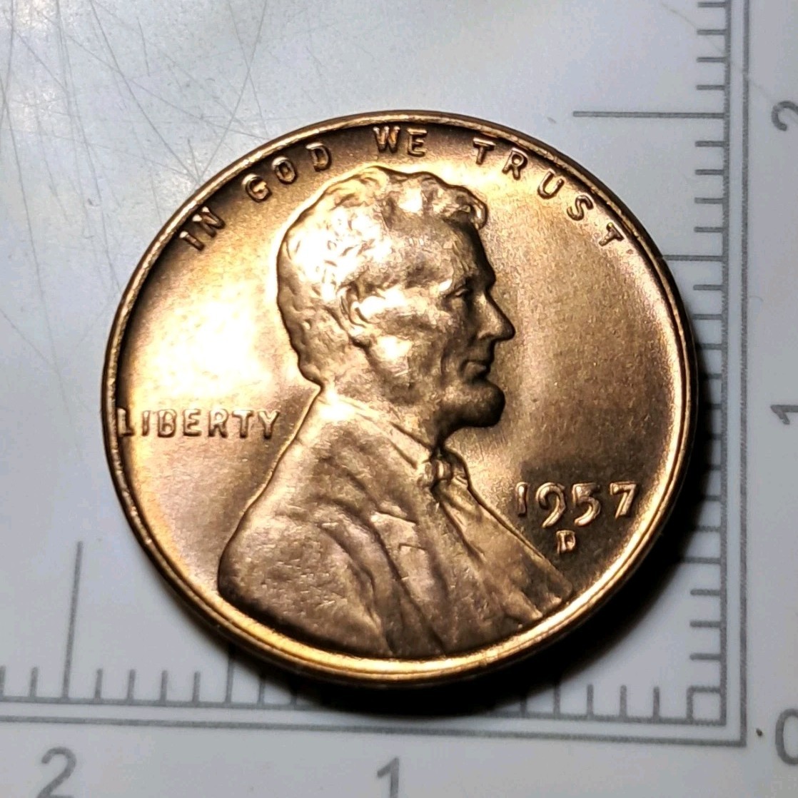 Lincoln Wheat Cent 1957-D Red Small Cent Denver KM#132