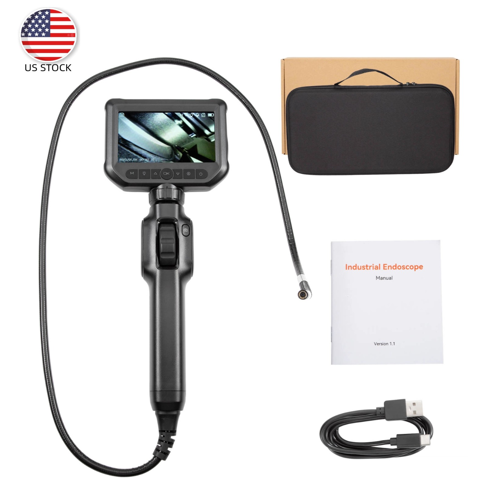 Two-Way Articulating Borescope Camera with Light Endoscope Inspection Camera