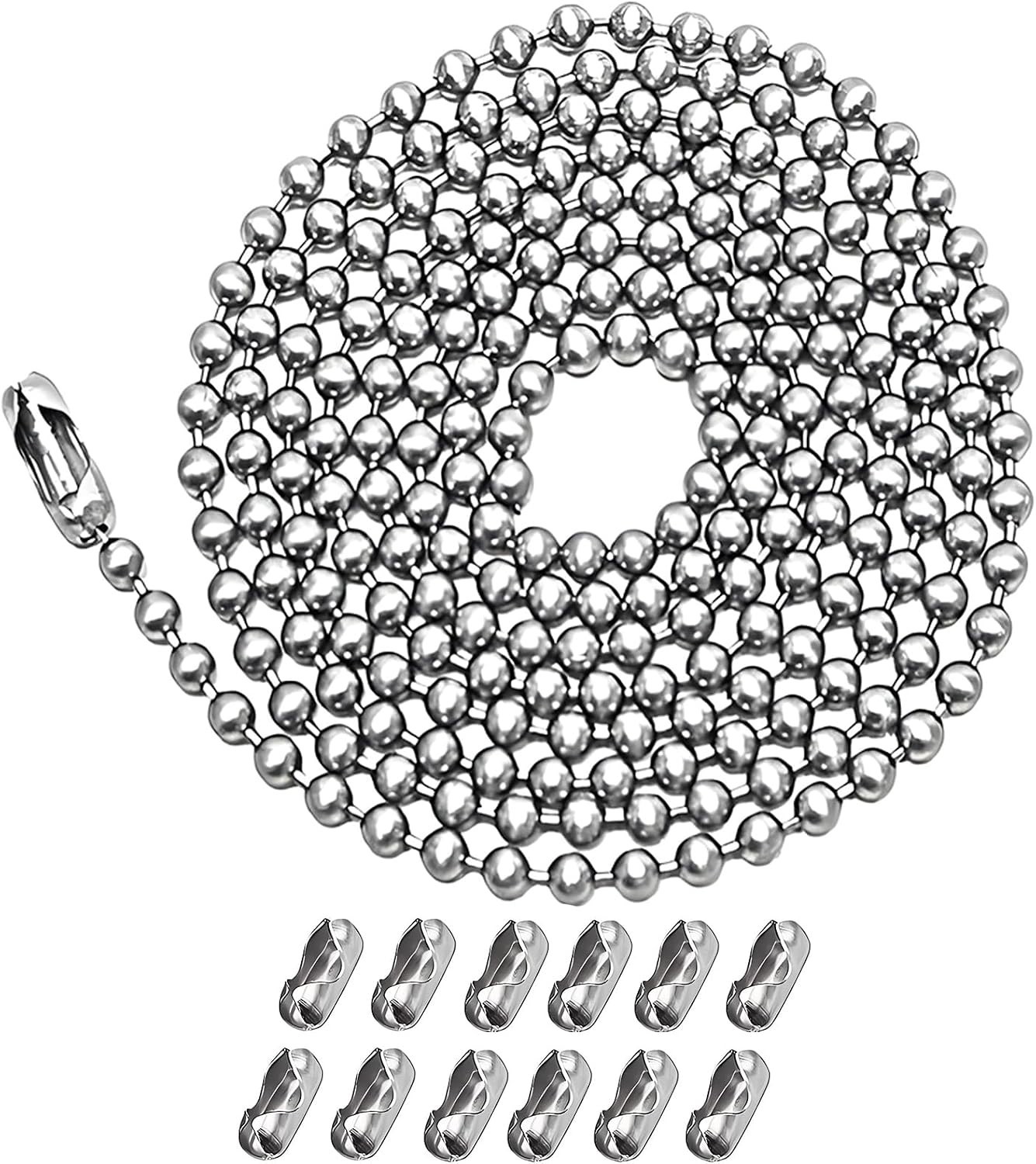 Customizable Silvery Pull Chain Extender - 158 inches with 12 Connectors