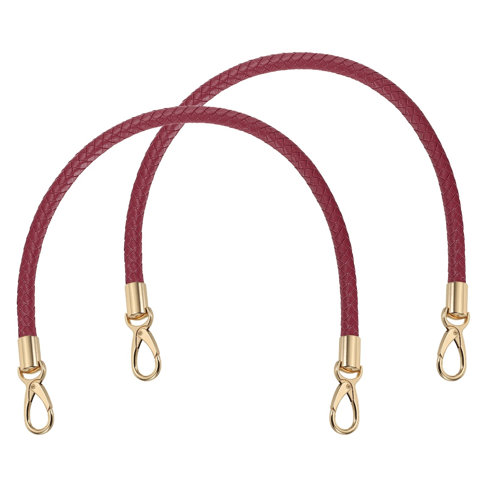 2Pcs Braided Purse Strap 65cm 25.6" Strap Burgundy(Light Gold Buckle)