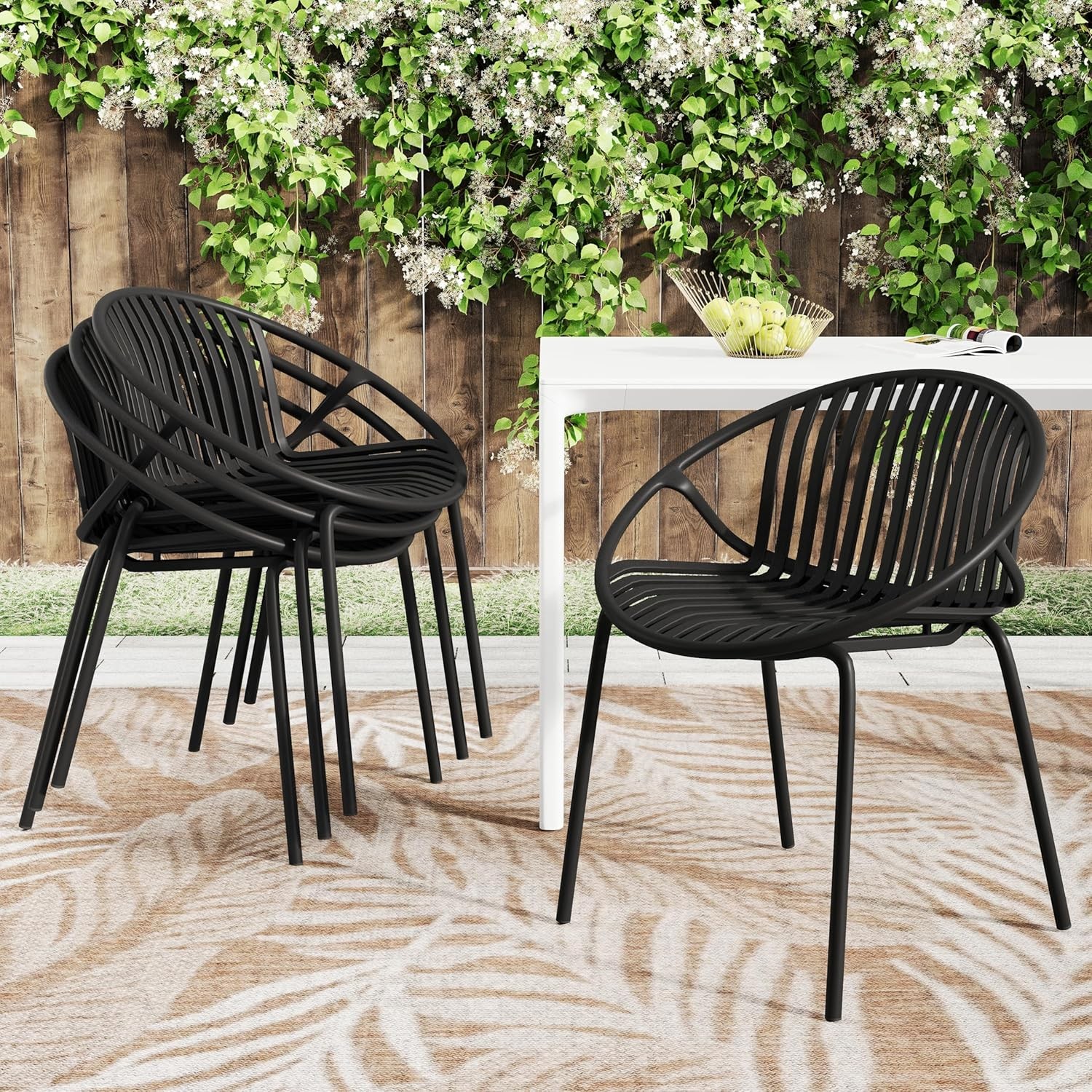 Set of 2 Tita Modern Patio Outdoor Dining Chairs Stacking Chair Outside Dinner
