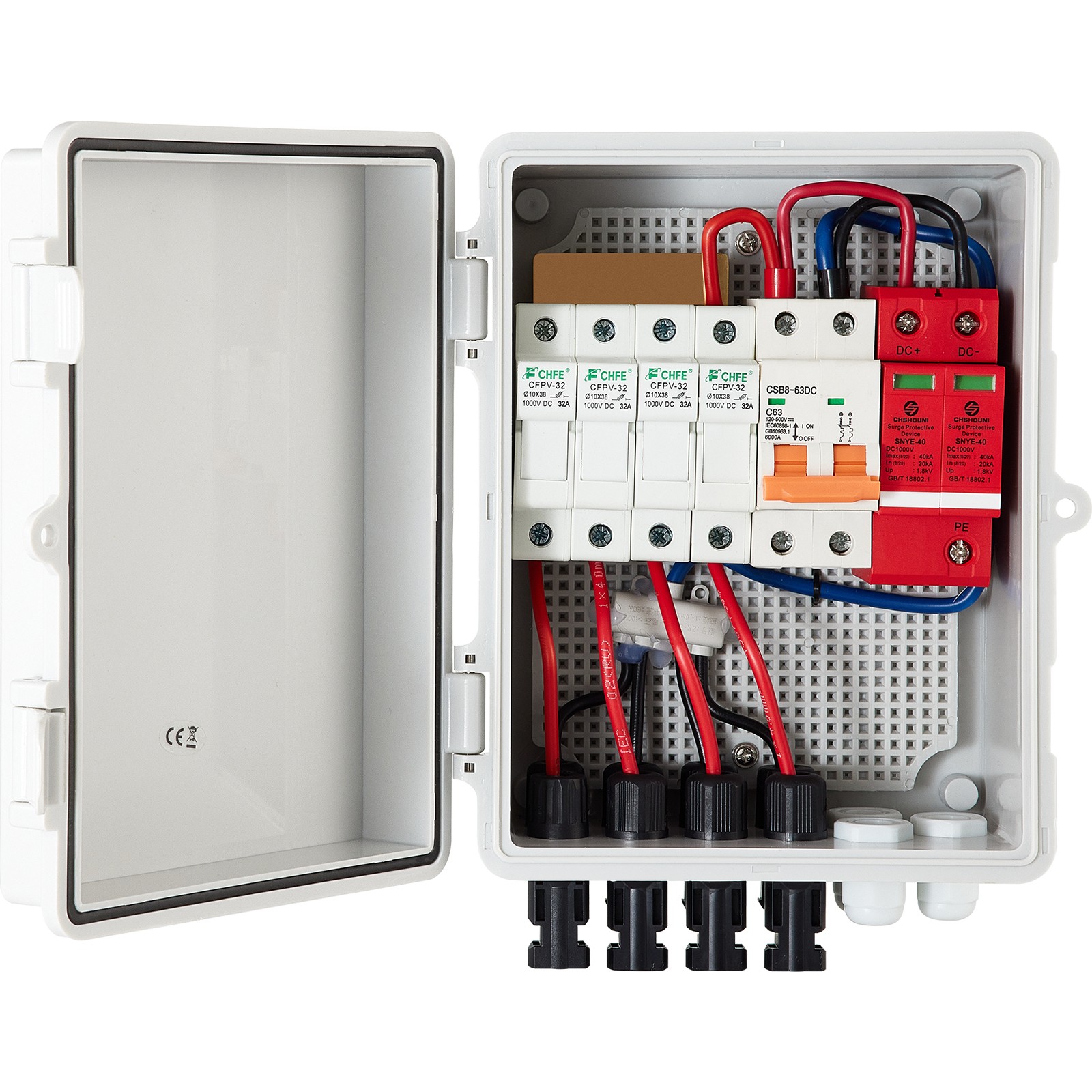 Uimoso Solar PV Combiner Box 4 String 15A for Solar Panel System, ABS Case, IP65