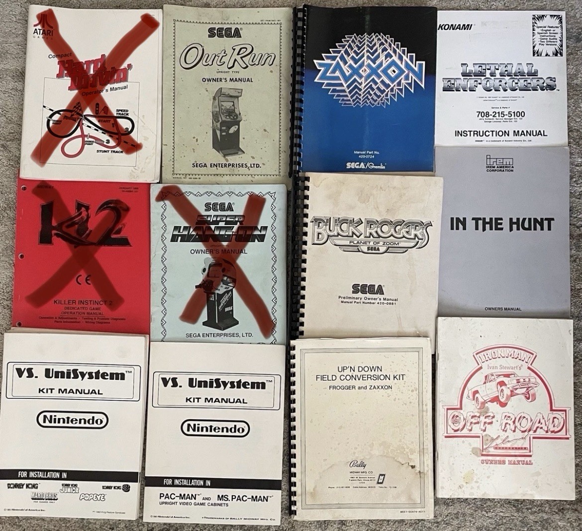 Arcade Operator/Service Manuals - Many To Choose From (PLEASE READ DESCRIPTION)