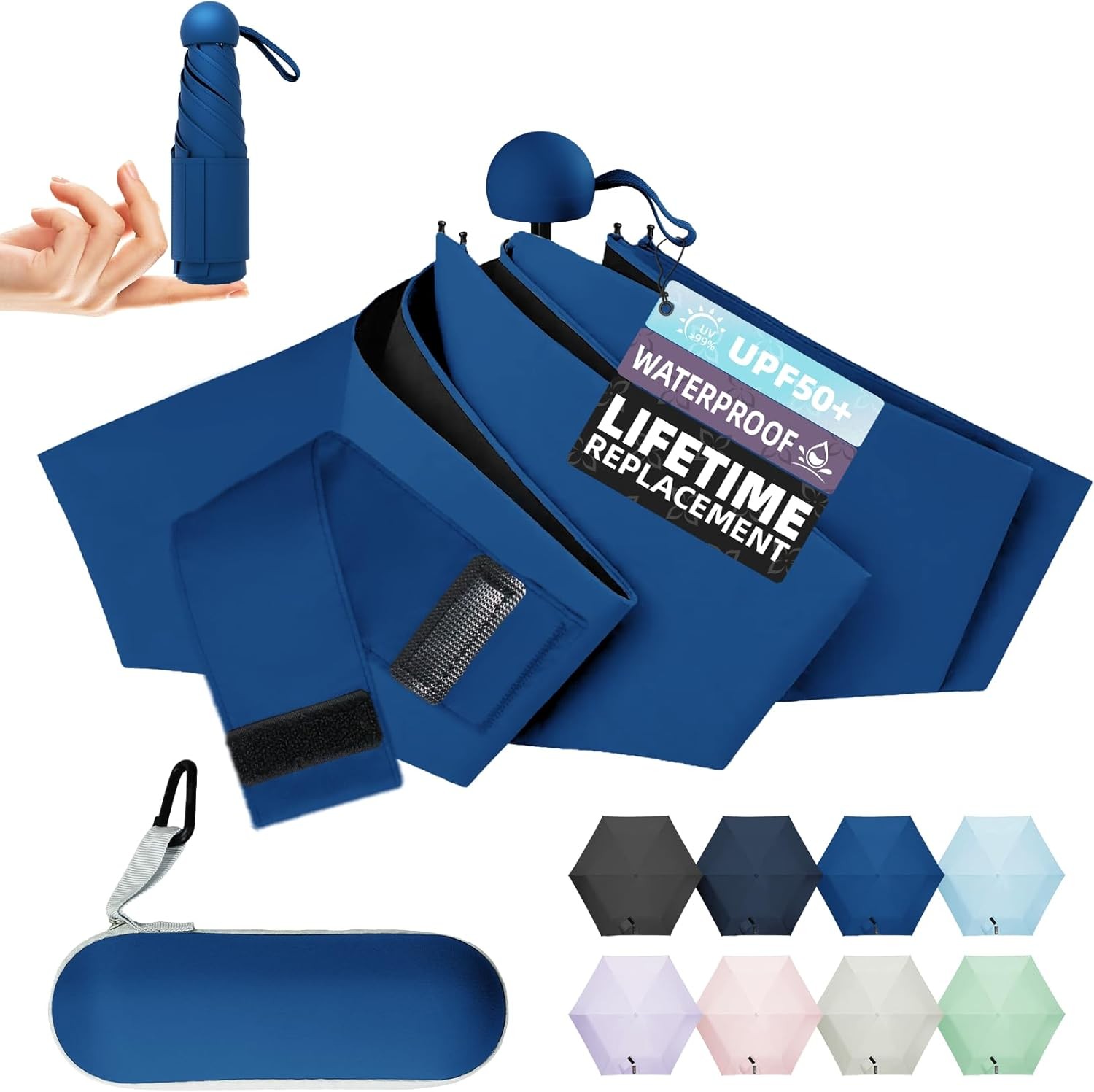 Travel Mini Umbrella Compact Small & Lightweight, UV Rain Protection, Pocket-Siz