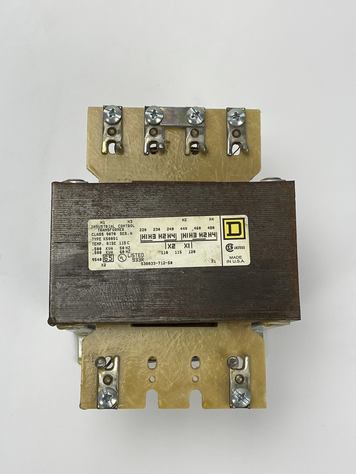 SQUARE D Type K500D1 Ser. A Class 9070 Industrial Control Transformer .500KVA