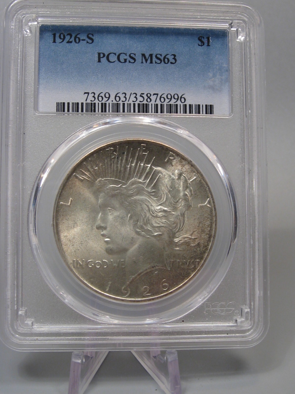 BU 1926-s Silver PEACE Dollar. PCGS MS63.