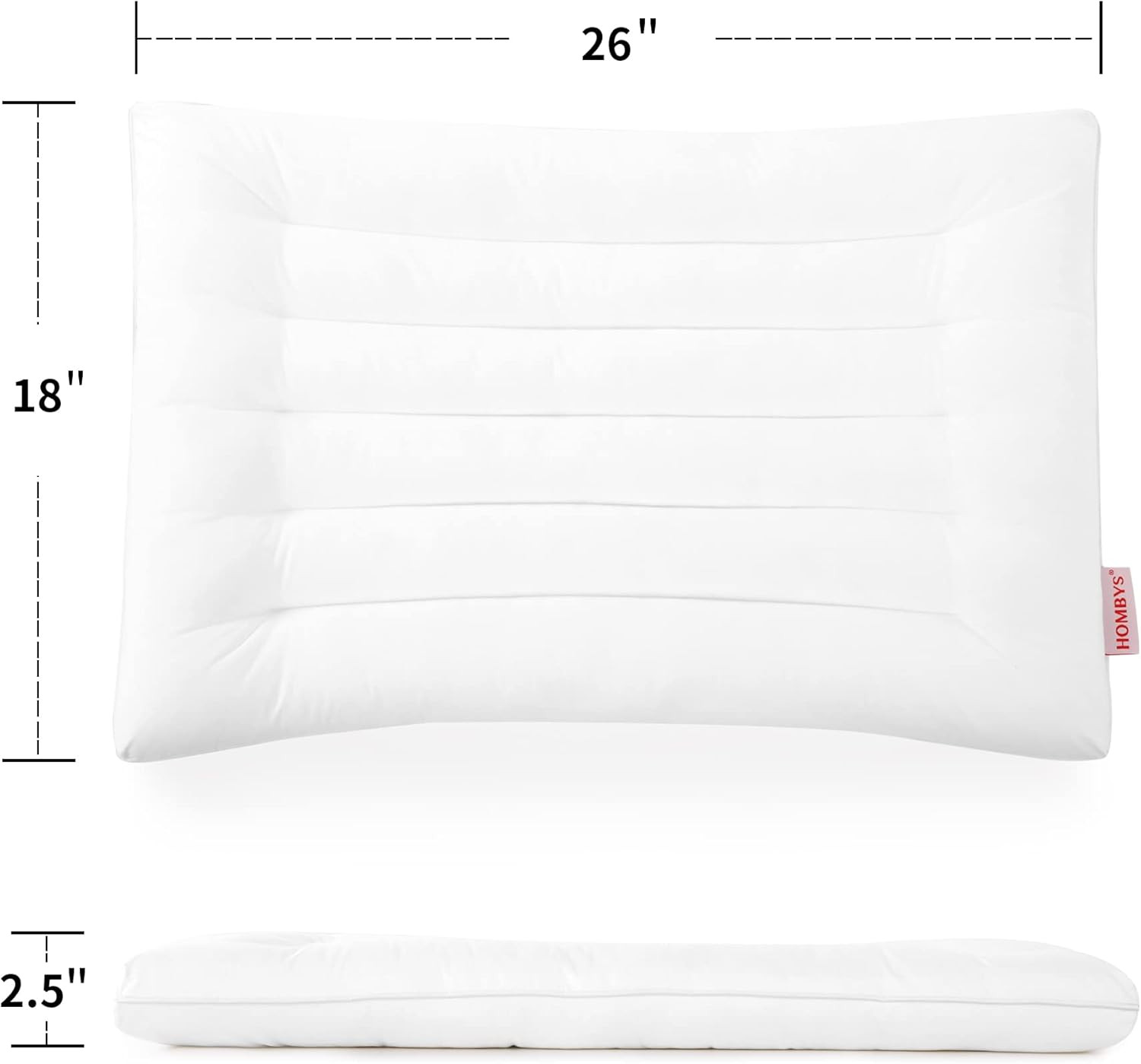 Ultra Thin Flat Pillow for Sleeping, Thin Pillow for Back Sleeper, Supportive St
