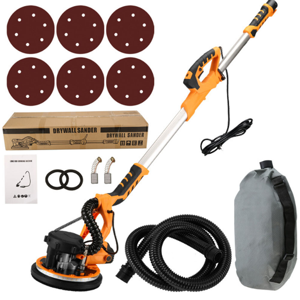 110V/220V Handle Long Pole Wall Sander Grinding Polishing Machine w/ 6 Sandpaper