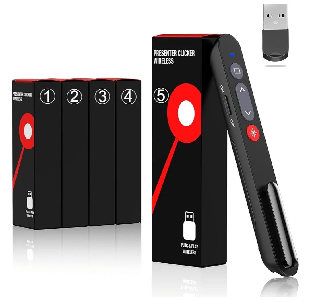 Rechargeable Presentation Clicker for Green Light Pointer, Wireless Presenter...