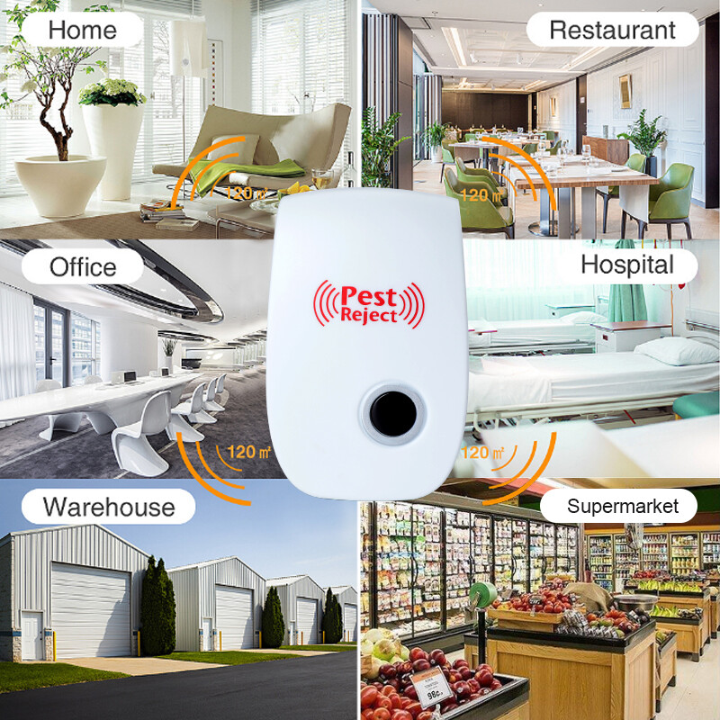 2Pcs Pest Reject Ultrasonic Repeller Home Bed Bug Mites Spider Defender Roaches