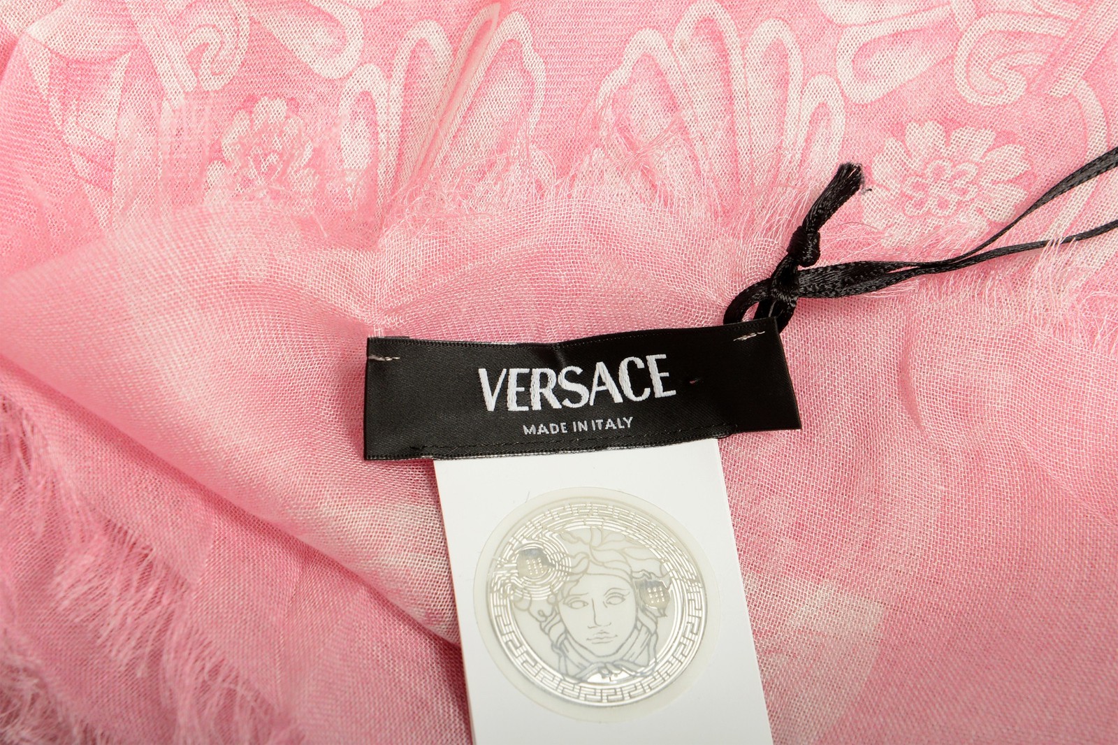 Versace Pink & White Heritage Print Shawl Scarf