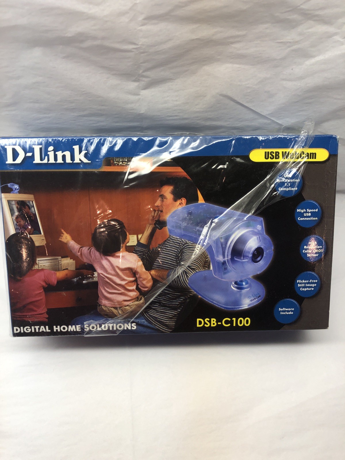 VINTAGE D-LINK USB WEBCAM, DSB-C100, WITH FLOPPY DISK. New - Partially Sealed.
