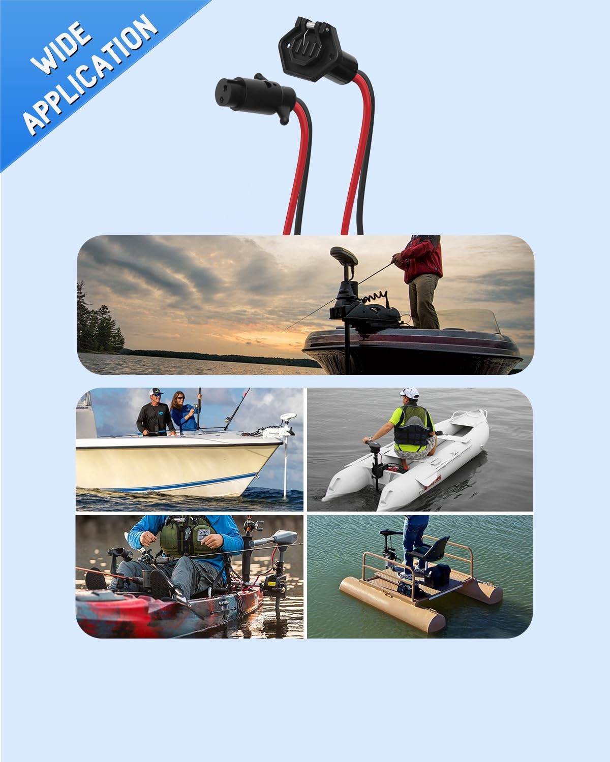 Trolling Motor Plug,Trolling Plug and Receptacle 12v for Minn Small