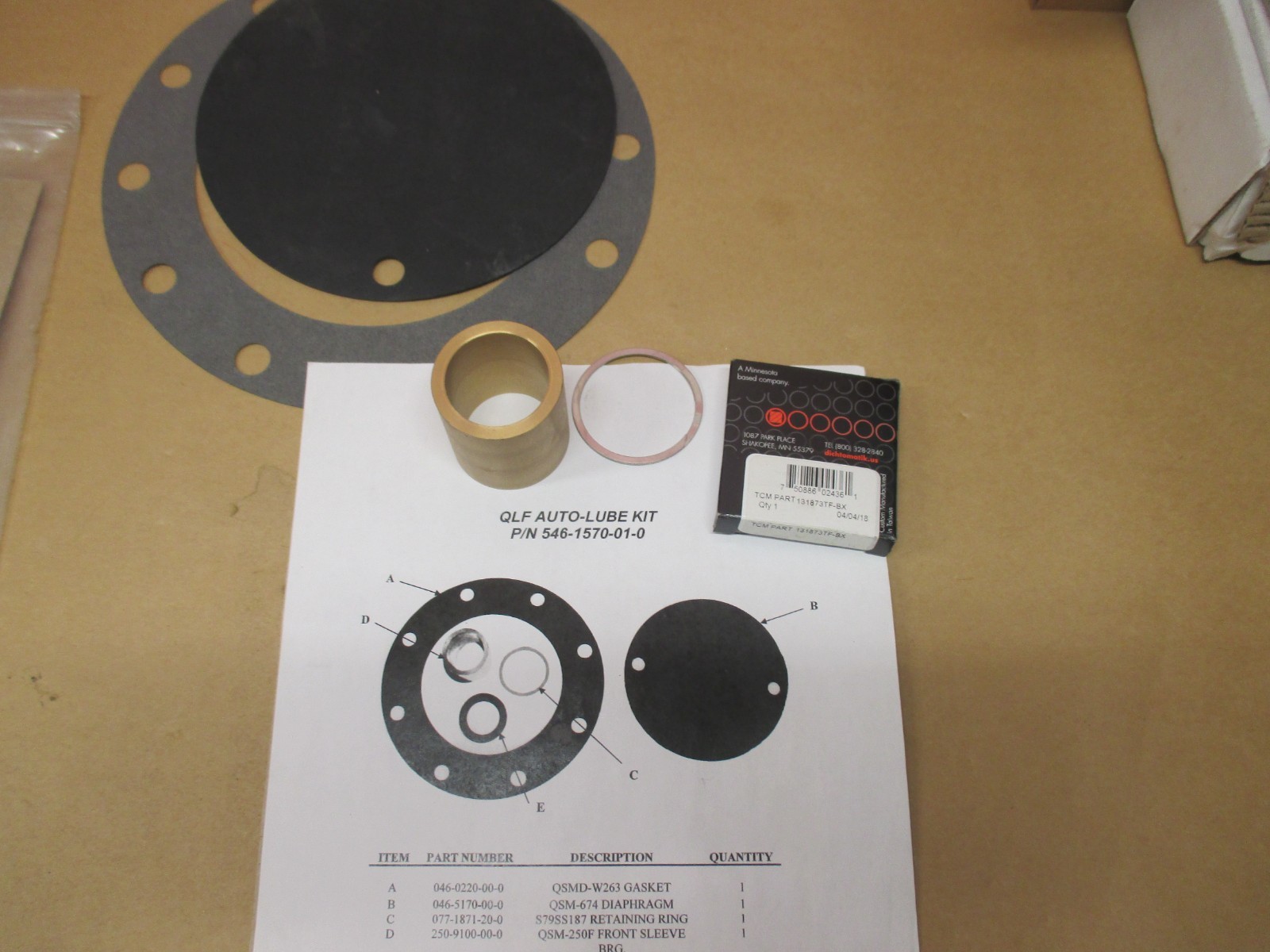 546-1570-01-0 HALE LARGE QLF AUTO-LUBE KIT & 046-6460-00-0 GASKETS NEW