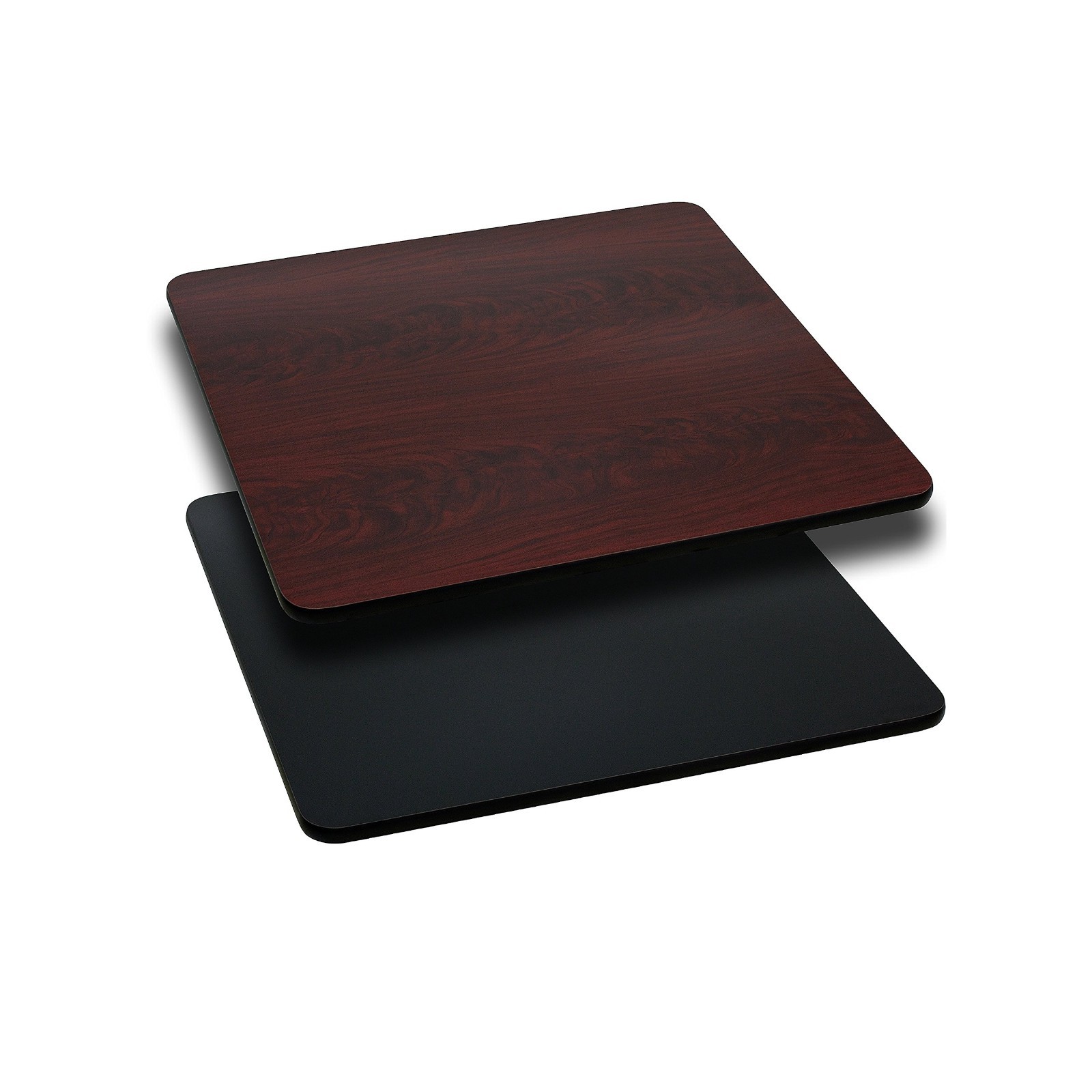 24" Square Reversible Laminate Table Top - Black/Mahogany, Dining/Office Use