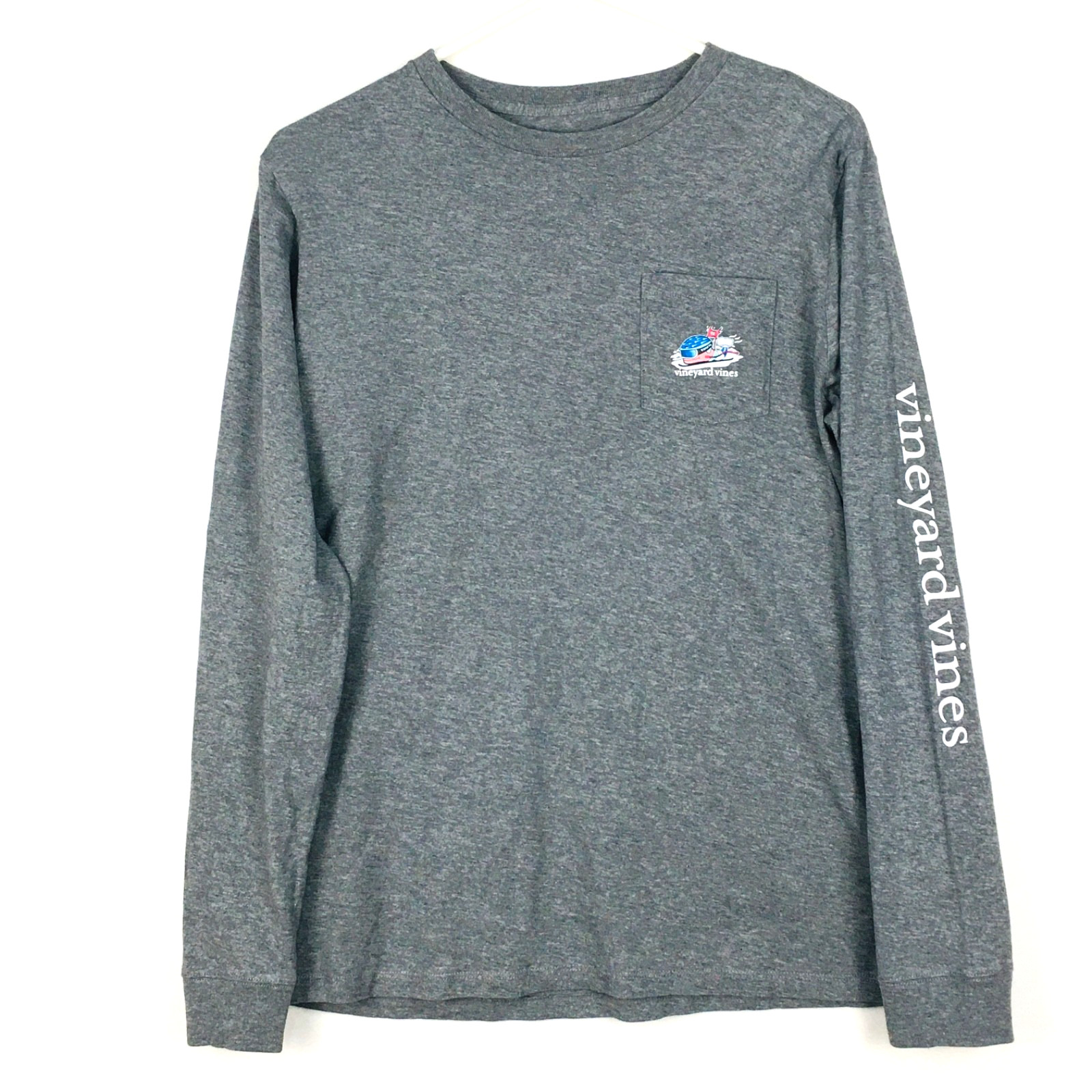 Vineyard Vines EDSFTG 98 Ski T-Shirt Boys XL (18) Grey Long Sleeve Crew Neck EUC