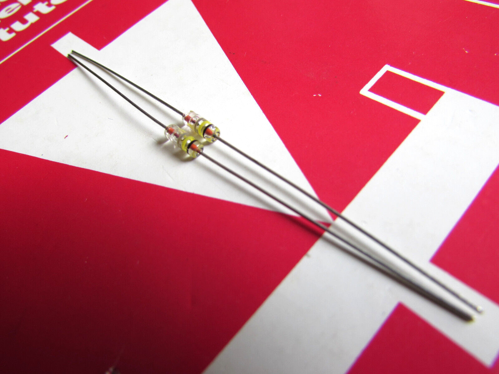 1N48 ITT Color Coded Gold Bonded Germanium Diodes DO-7 Glass Vintage 1970's 2pcs