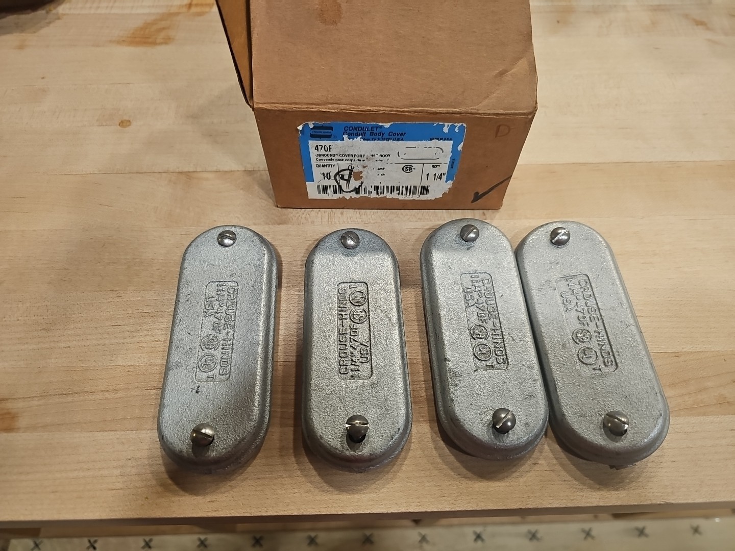 Lot Of 4 Crouse-Hinds 1 1/4 470F Condulet Cover New Made In USA